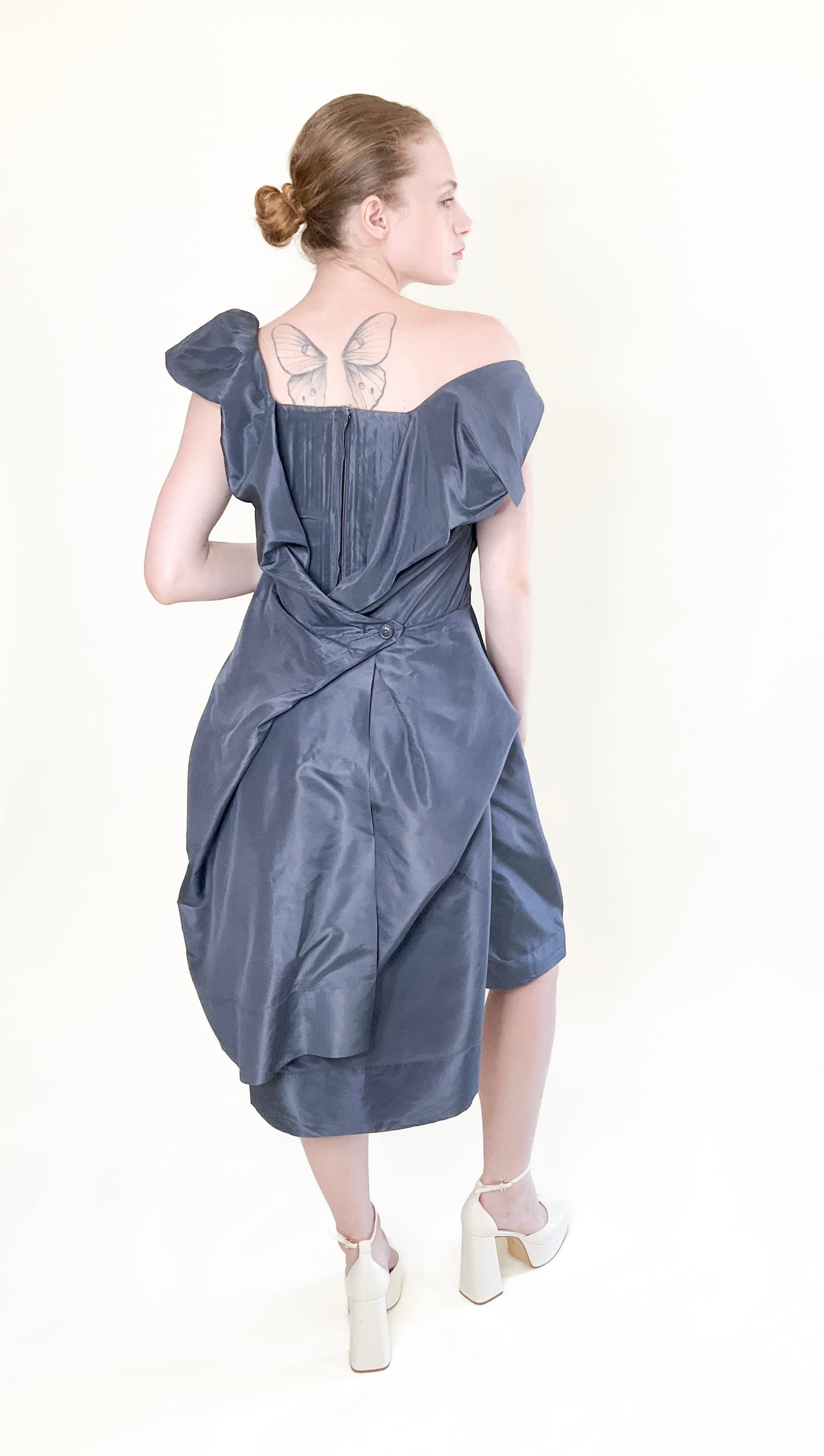 Vivienne Westwood Graphite Blue Silk corset Cocktail Dress