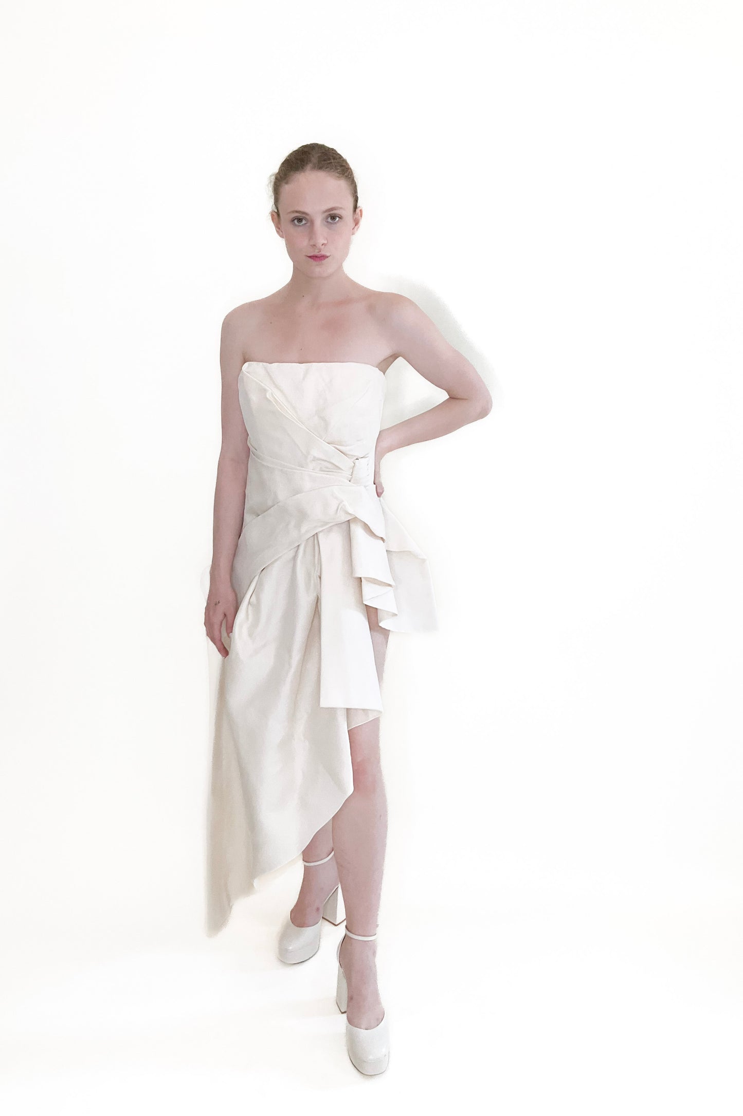 Alberta Ferretti Strapless Asymetrical Gown