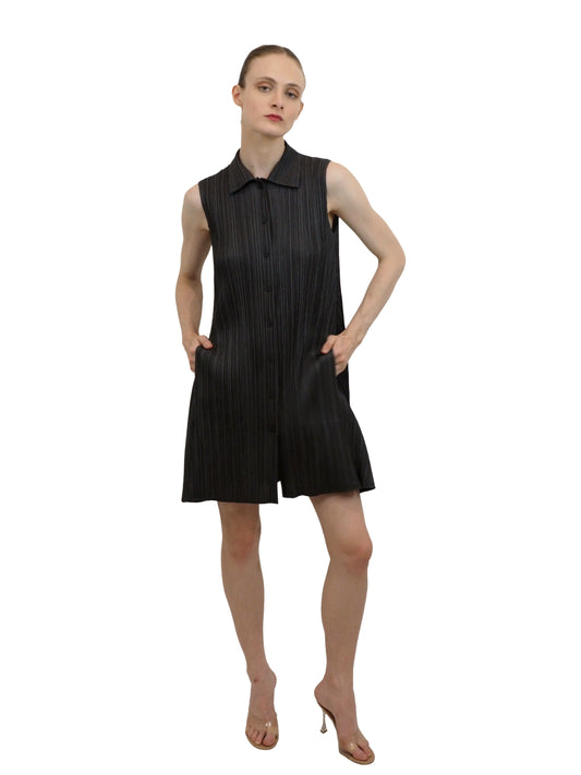 Pleats Please Steel Gray A Line Sleeveless Dress
