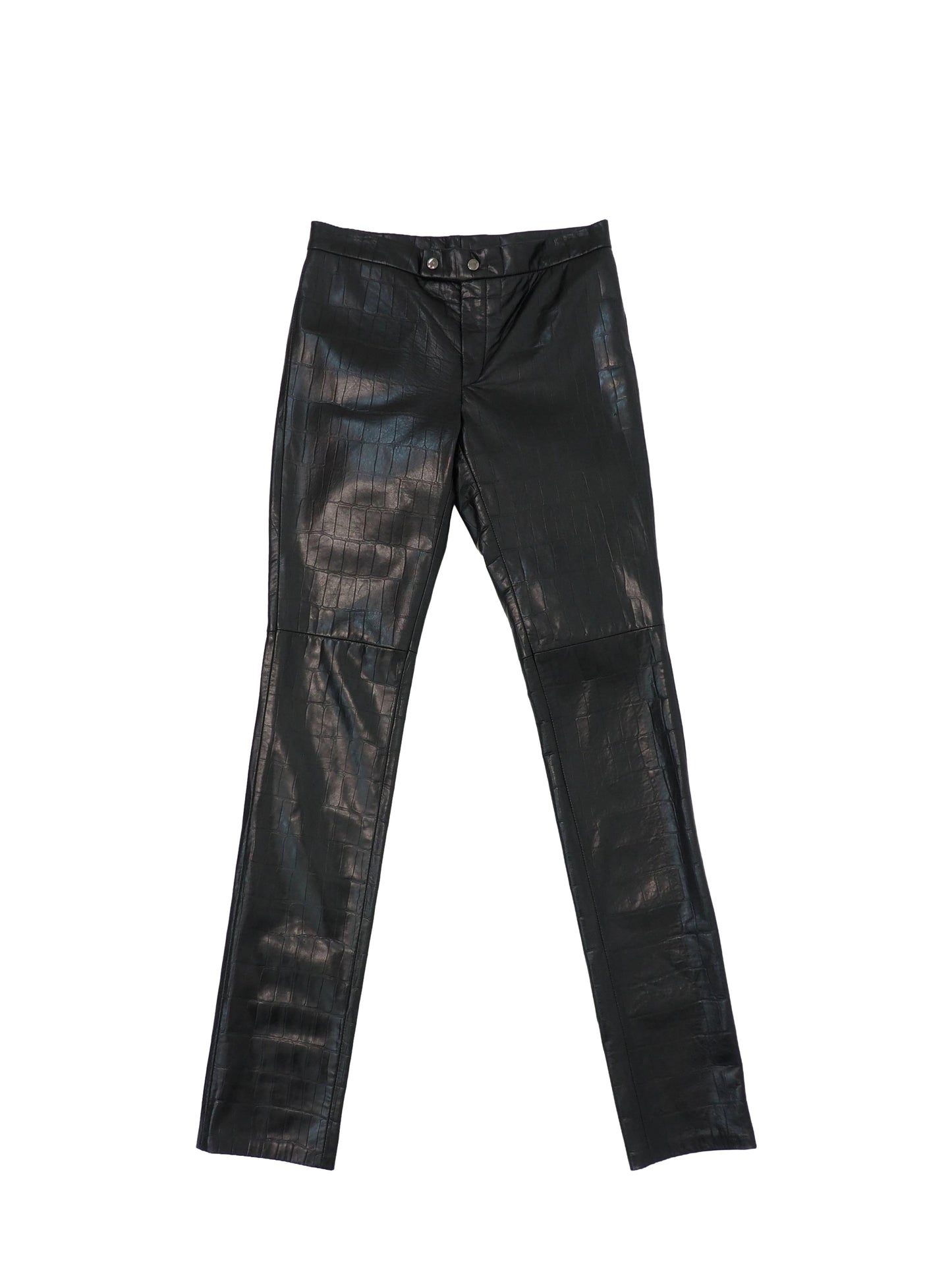 Ralph Lauren Embossed Black Leather Pants
