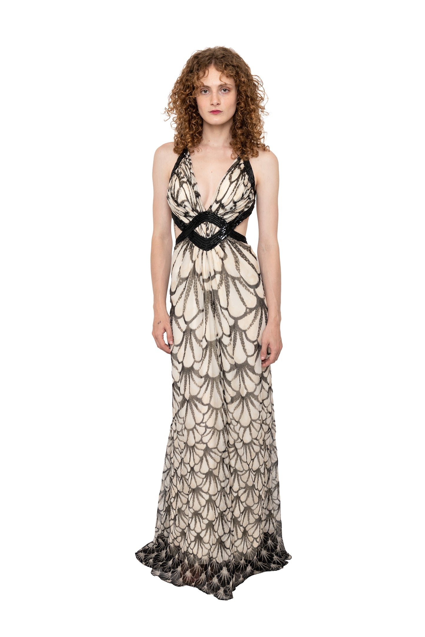Vintage Roberto cavalli gown in black and white wedding dress bridal gown 2009 retro evening wear 