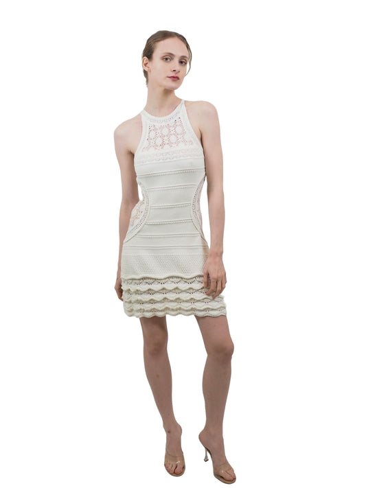 Roberto Cavalli White Knit Cocktail Dress