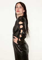Load image into Gallery viewer, North Beach Spring 1992 Black Leather Cut Out Dress
