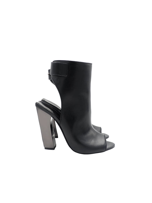 Tom Ford Open Toe Blk Leather Booties