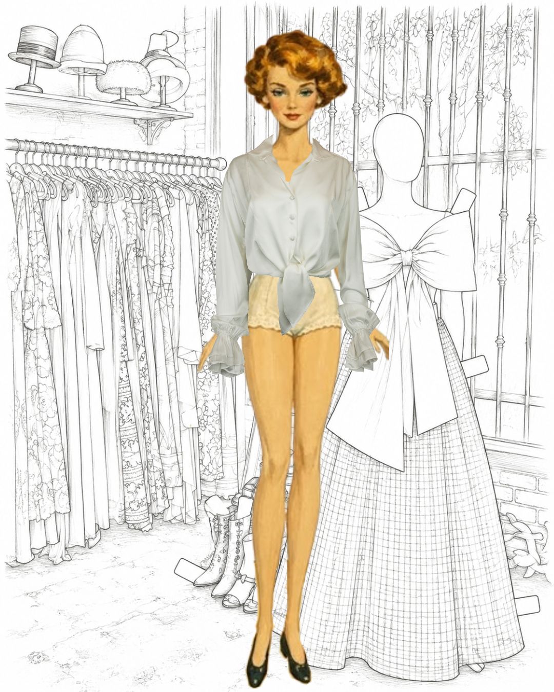 Jane Booke White Silk Button Front Pirate Top