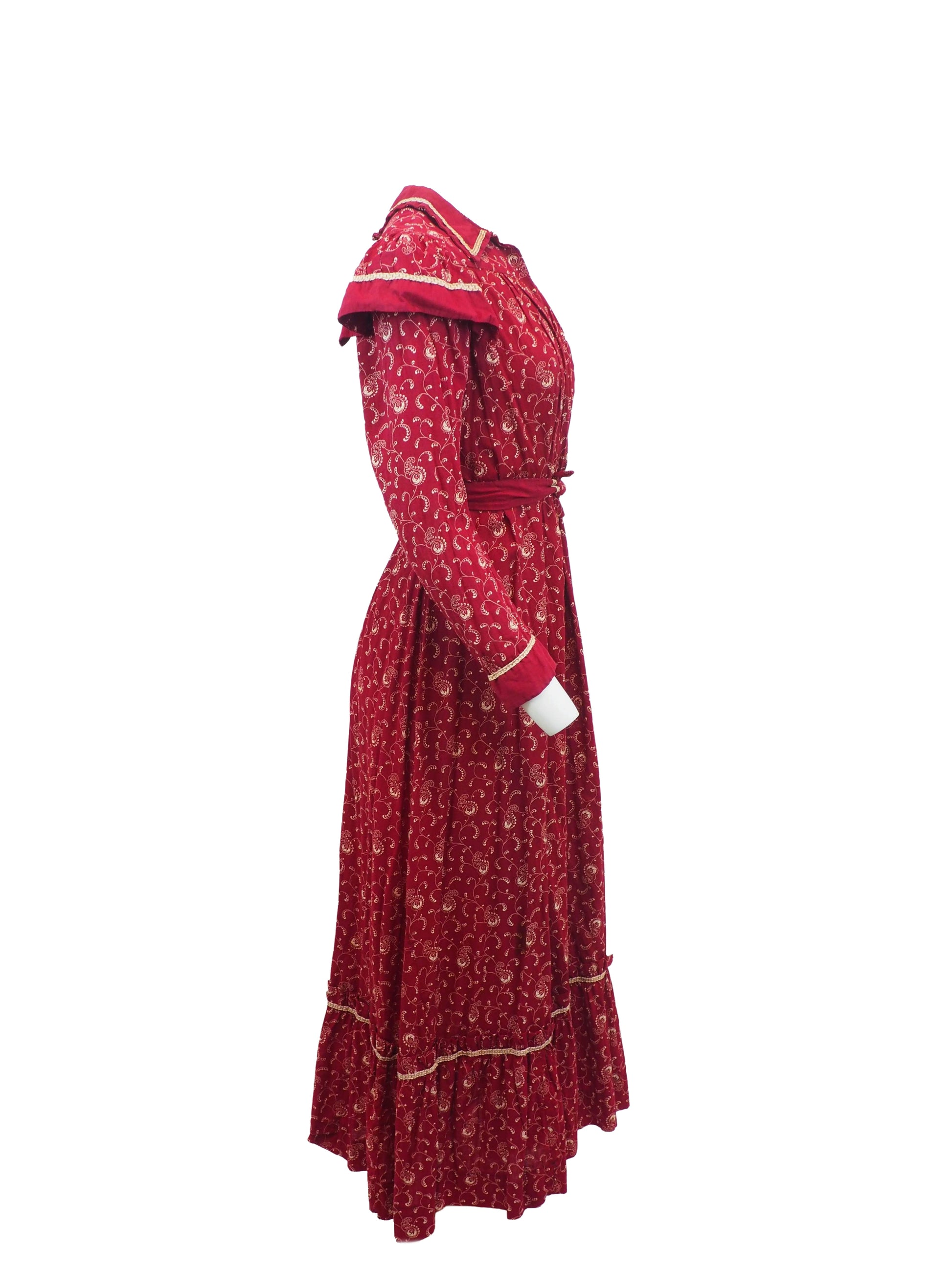 Victorian Western Style Maroon Floral Dress