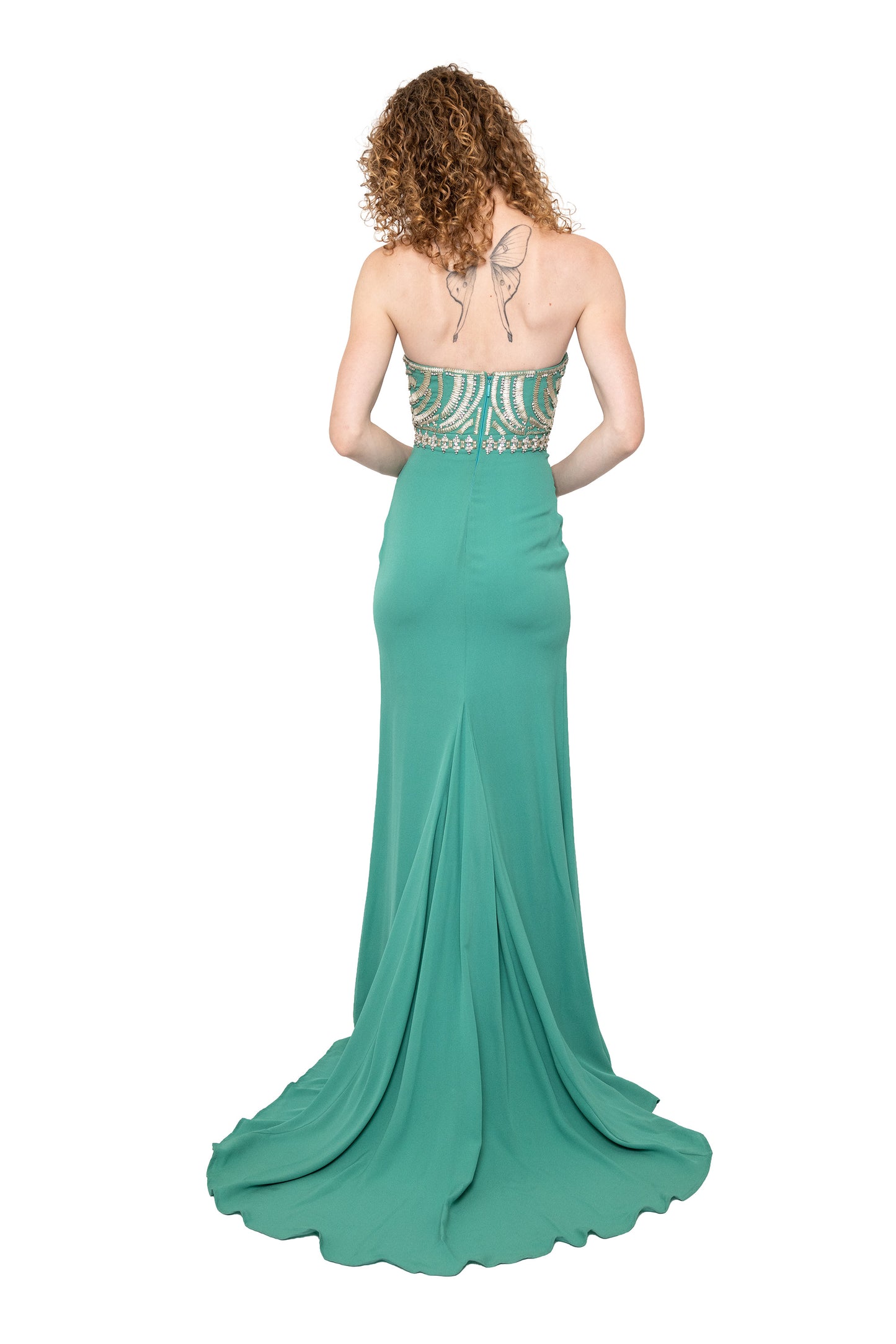 Roberto cavalli mint strapless gown, bridesmaid dress, green, blue, rhinestone, sparkle, long dress, maxi dress, formal