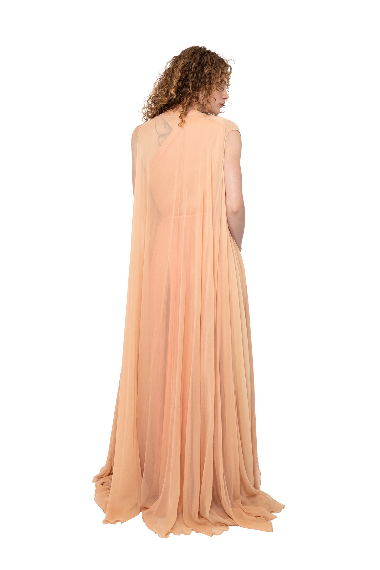 vintage gown by galanos, one shoulder, asymmetric, pink, rose, chiffon, retro, wedding, vacation dress