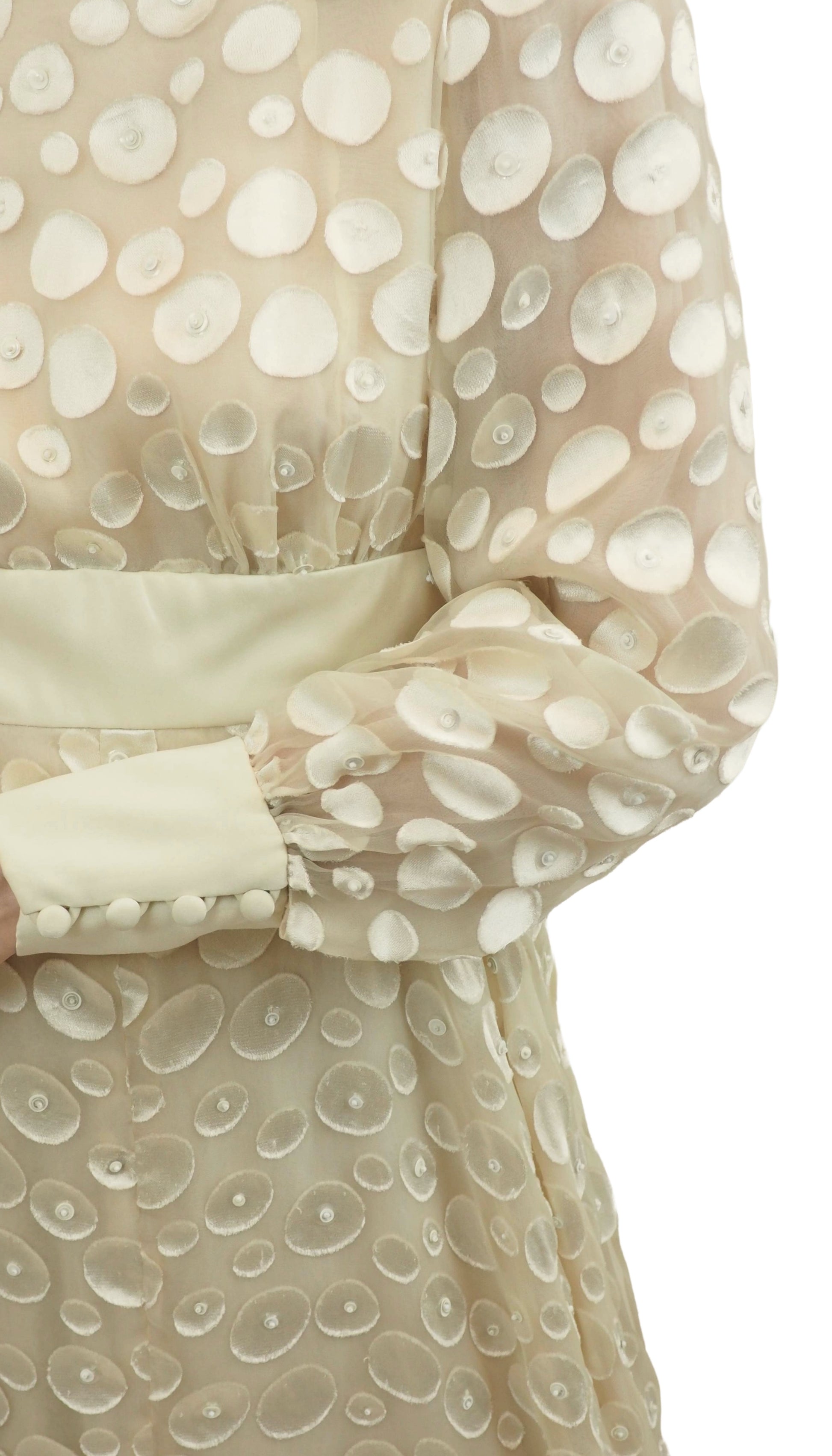 White Polka Dot Chiffon Dress