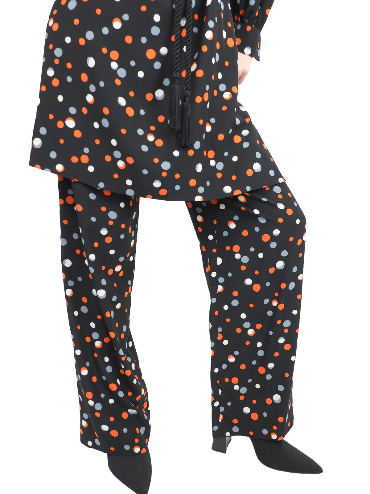 A A vintage Yves Saint Laurent YSL 1970's  polka dotted tunic and trouser set 