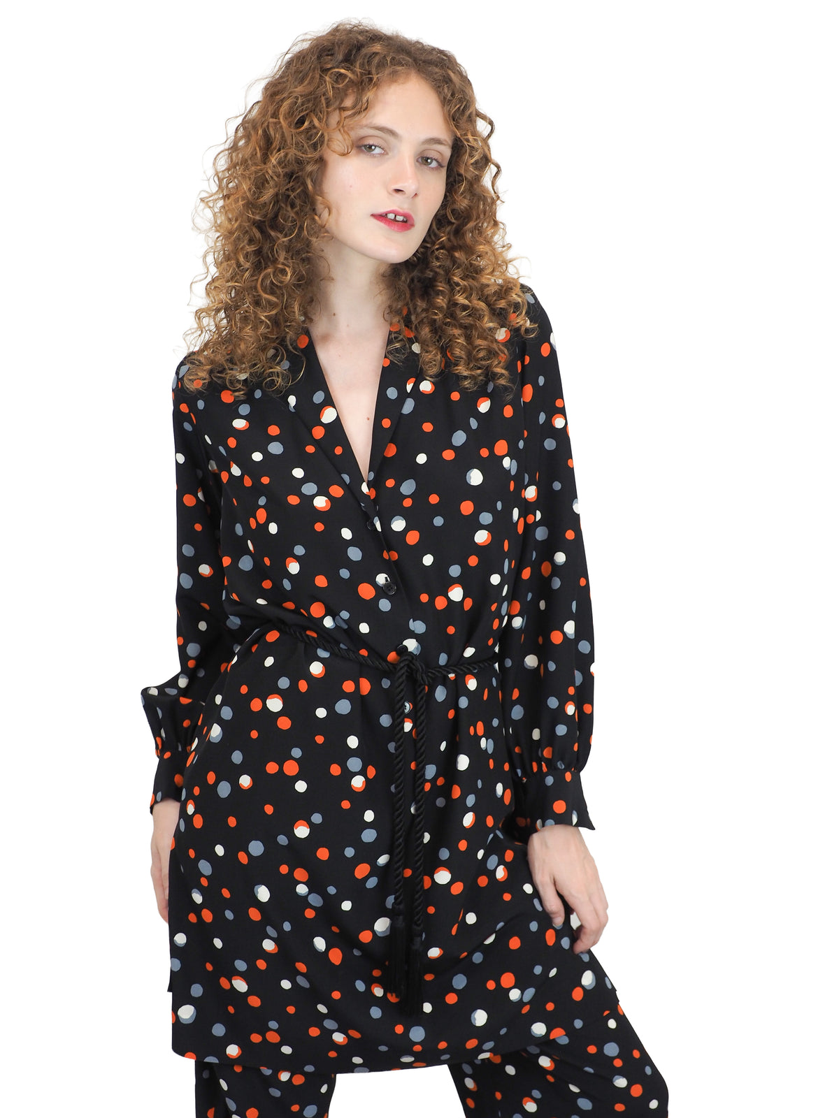 A A vintage Yves Saint Laurent YSL 1970's  polka dotted tunic and trouser set 