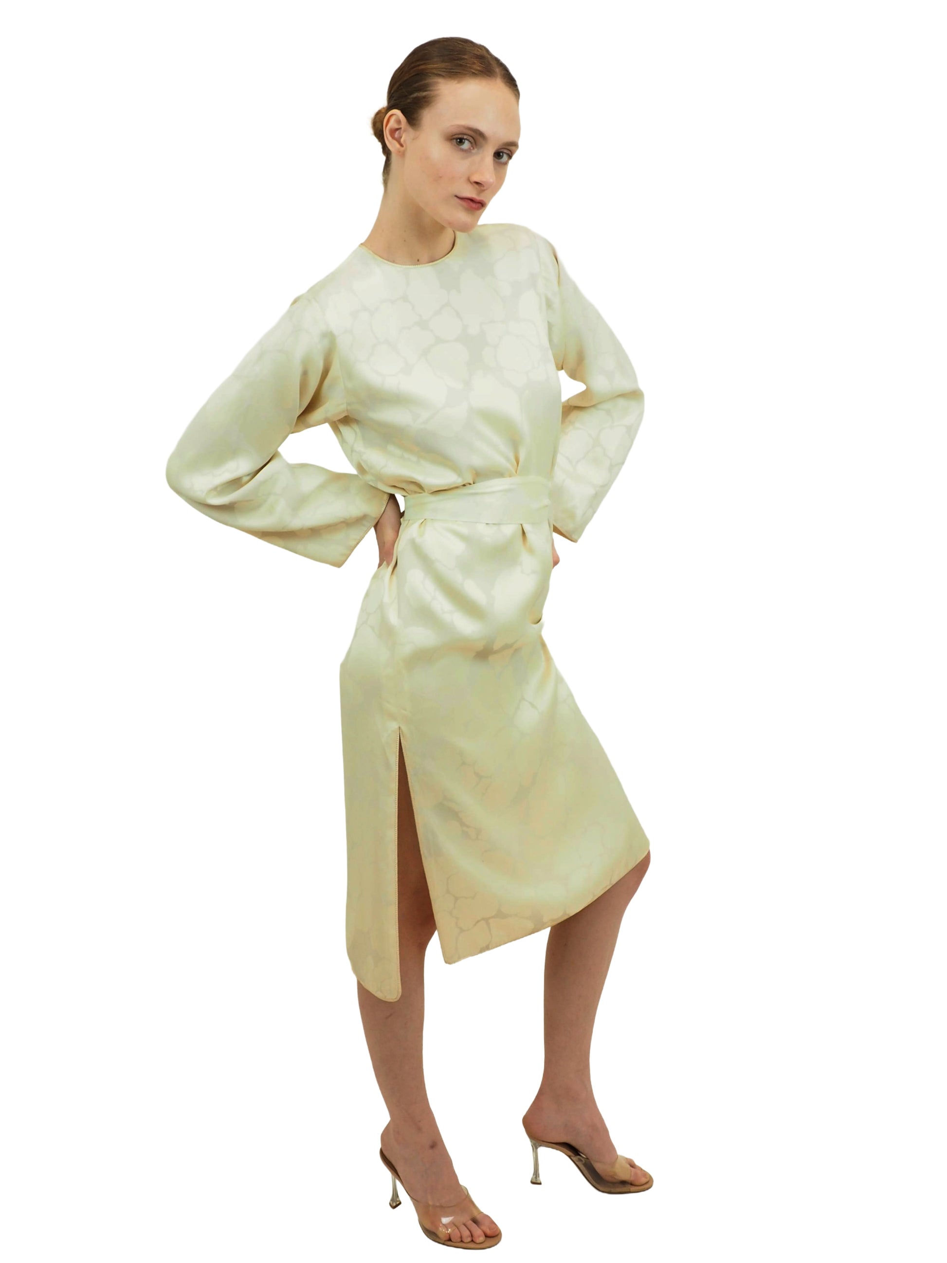 Yves Saint Laurent 1970's White Jacquard Dress