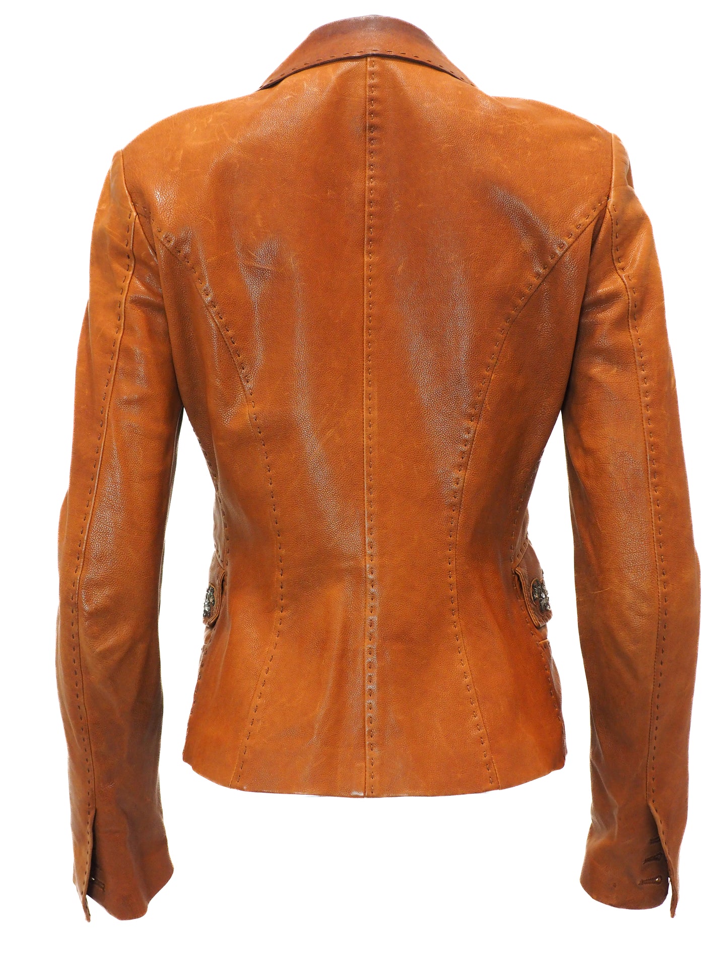 Brown leather jacket on a white background
