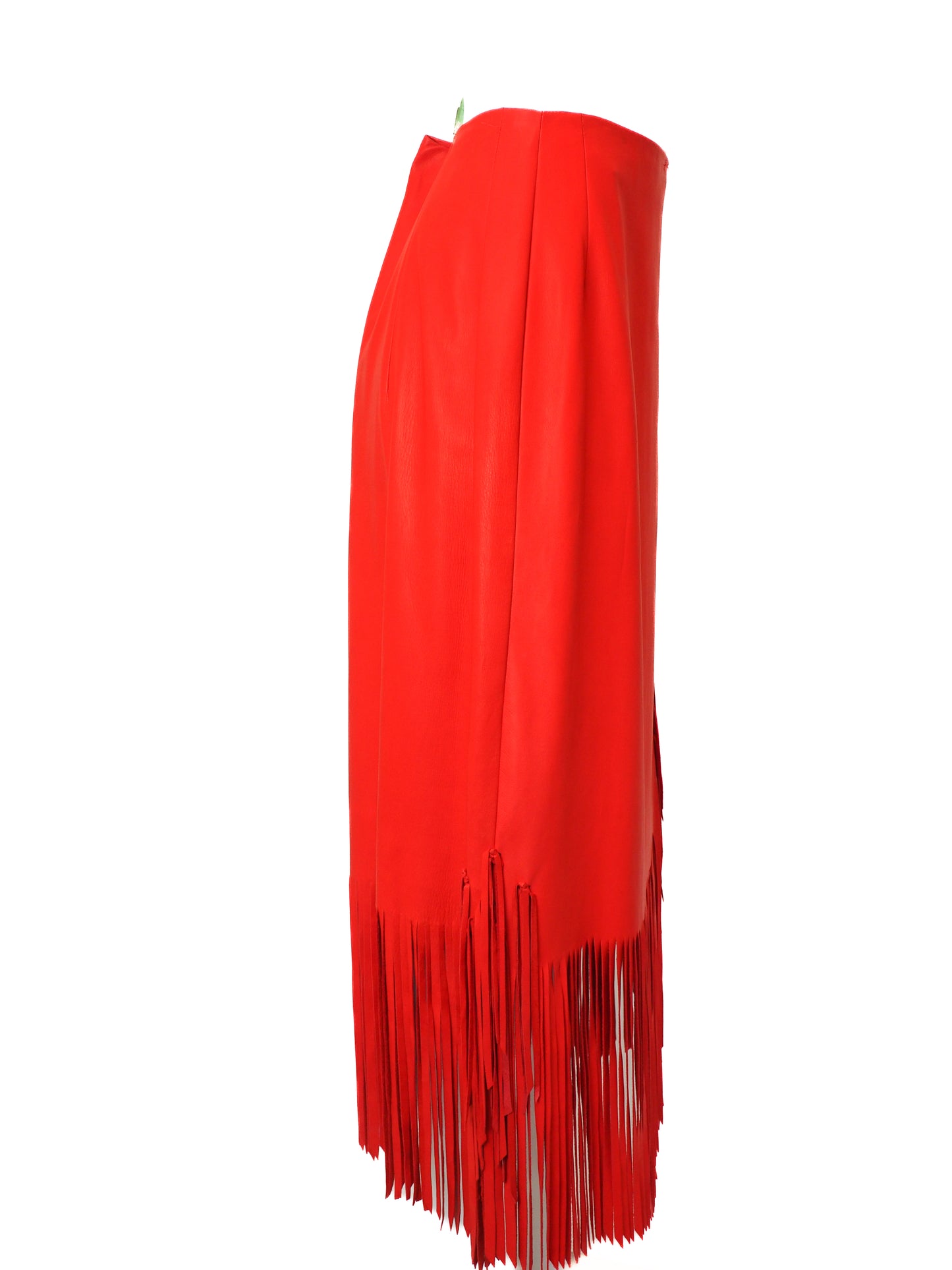 Red skirt with fringe on a white background