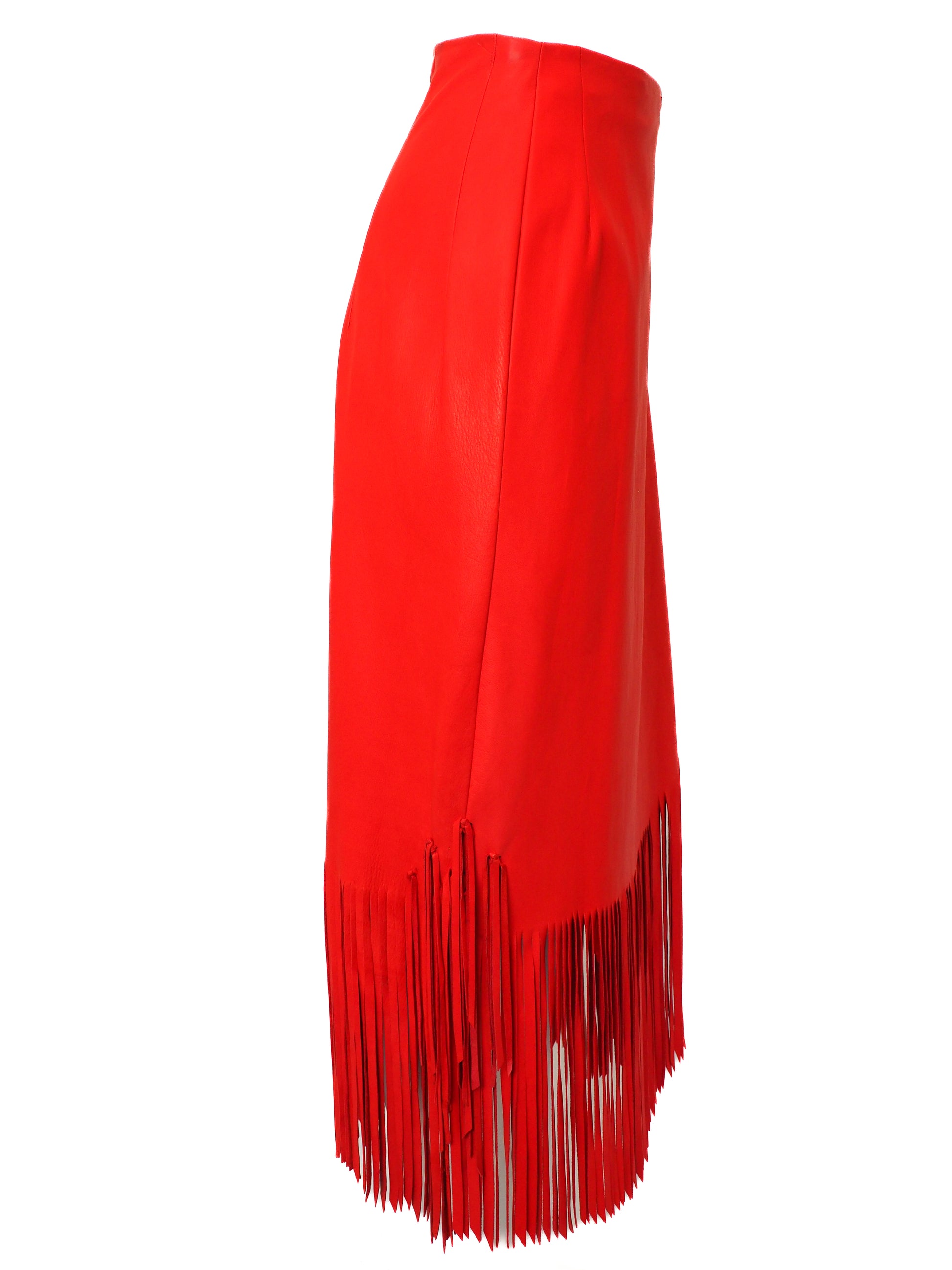 Red skirt with fringe on a white background