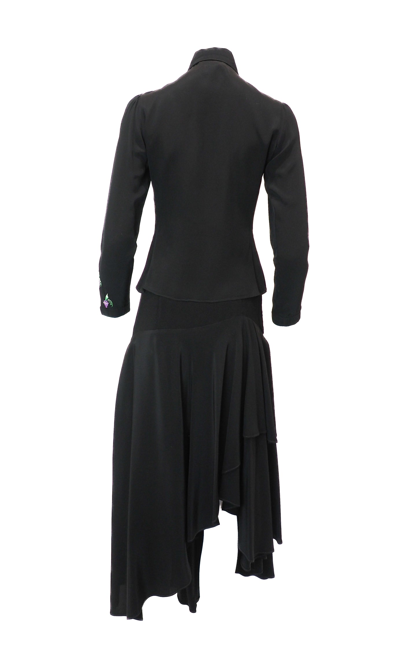 Black jacket and skirt set on a white background