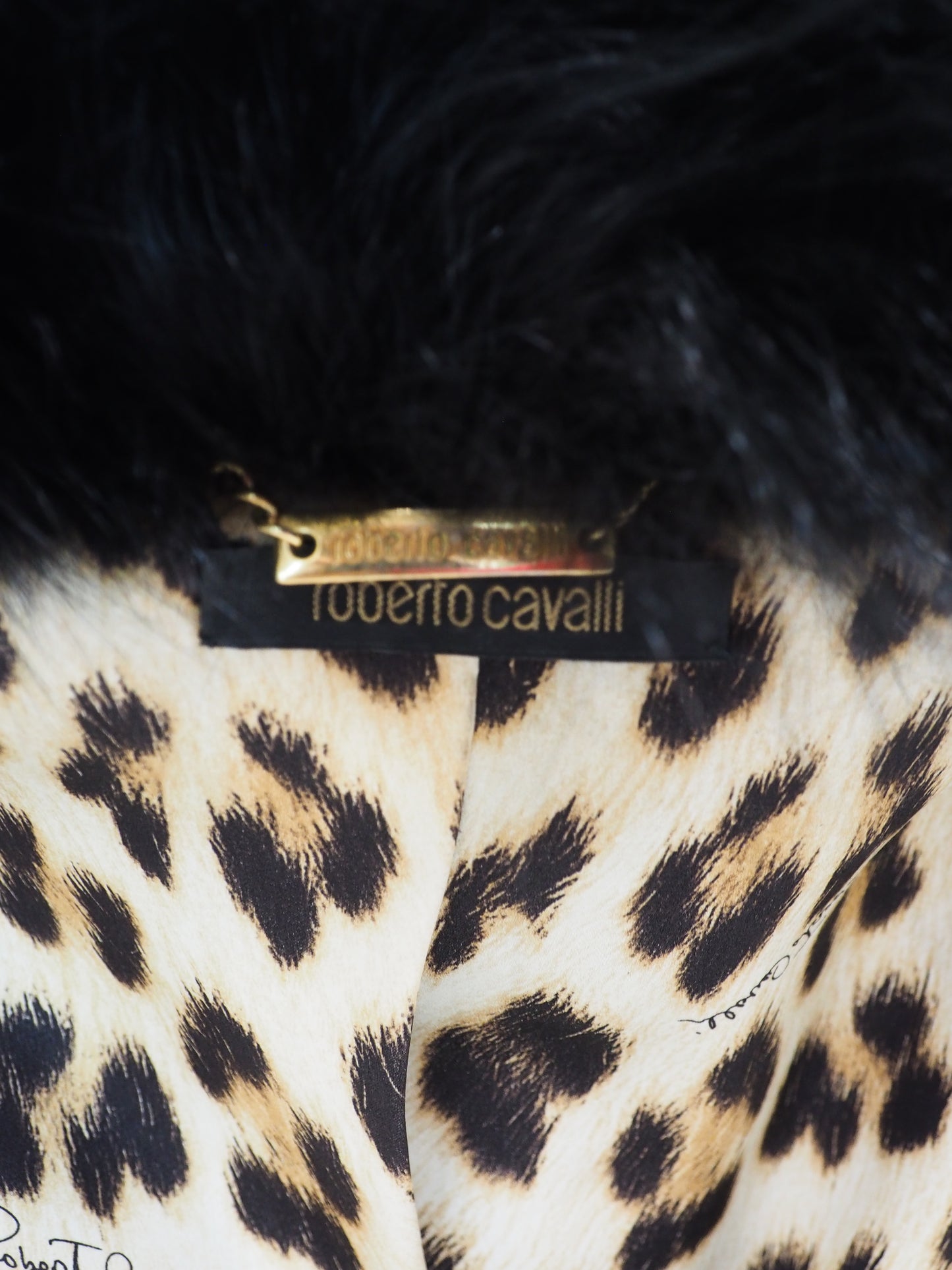 Leopard print fabric with Roberto Cavalli label