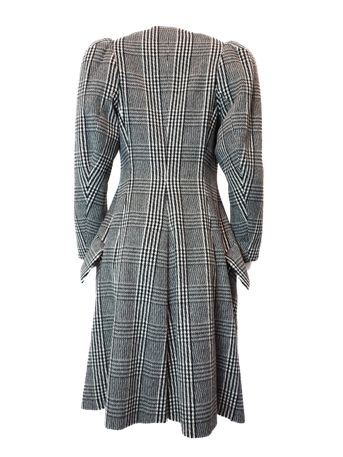 Plaid coat with puff sleeves on a white background