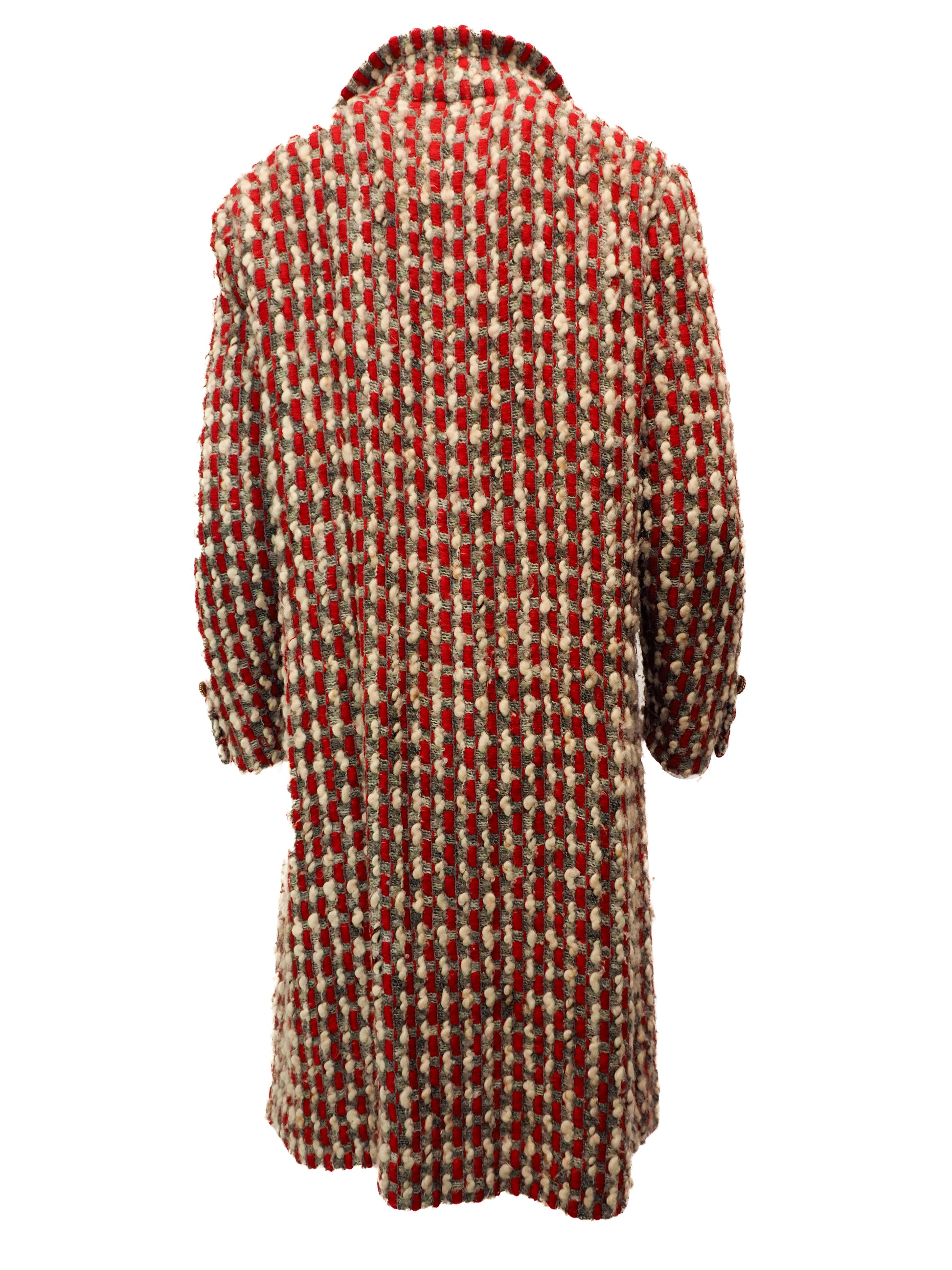 Red and beige checkered coat on a white background