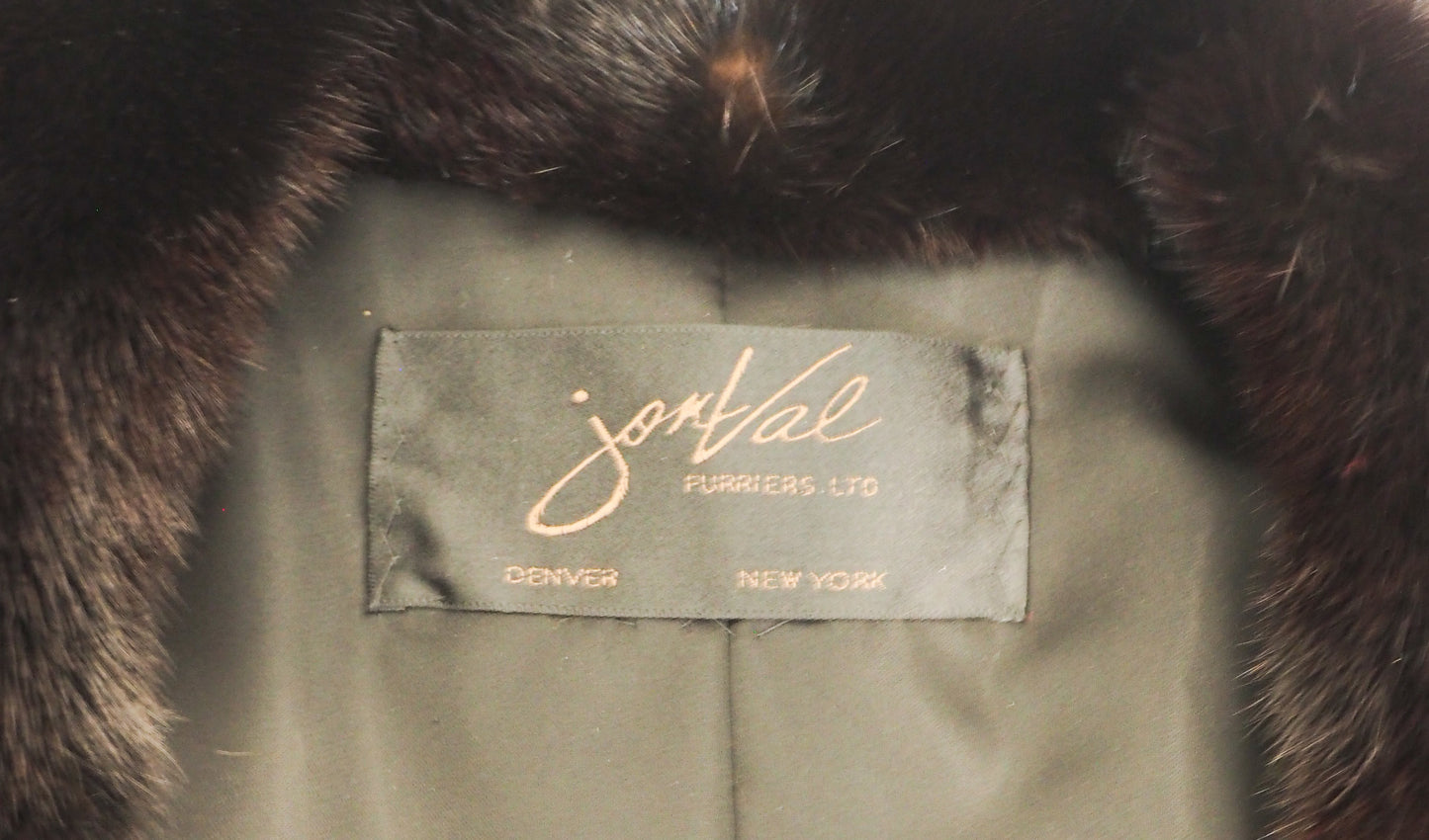 Vintage Brown Checked Pattern Fur Coat