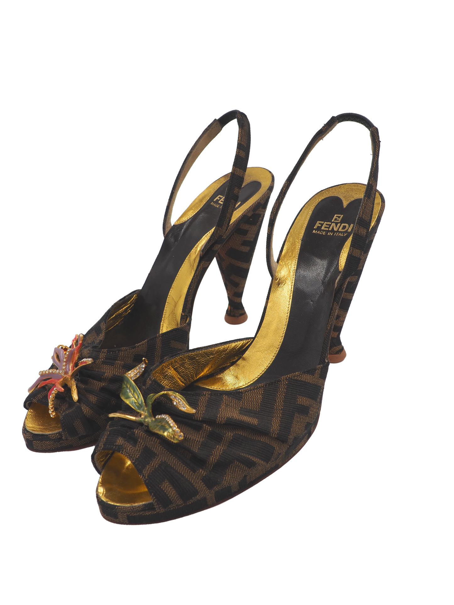 Fendi Monogram Open Toe Sling back