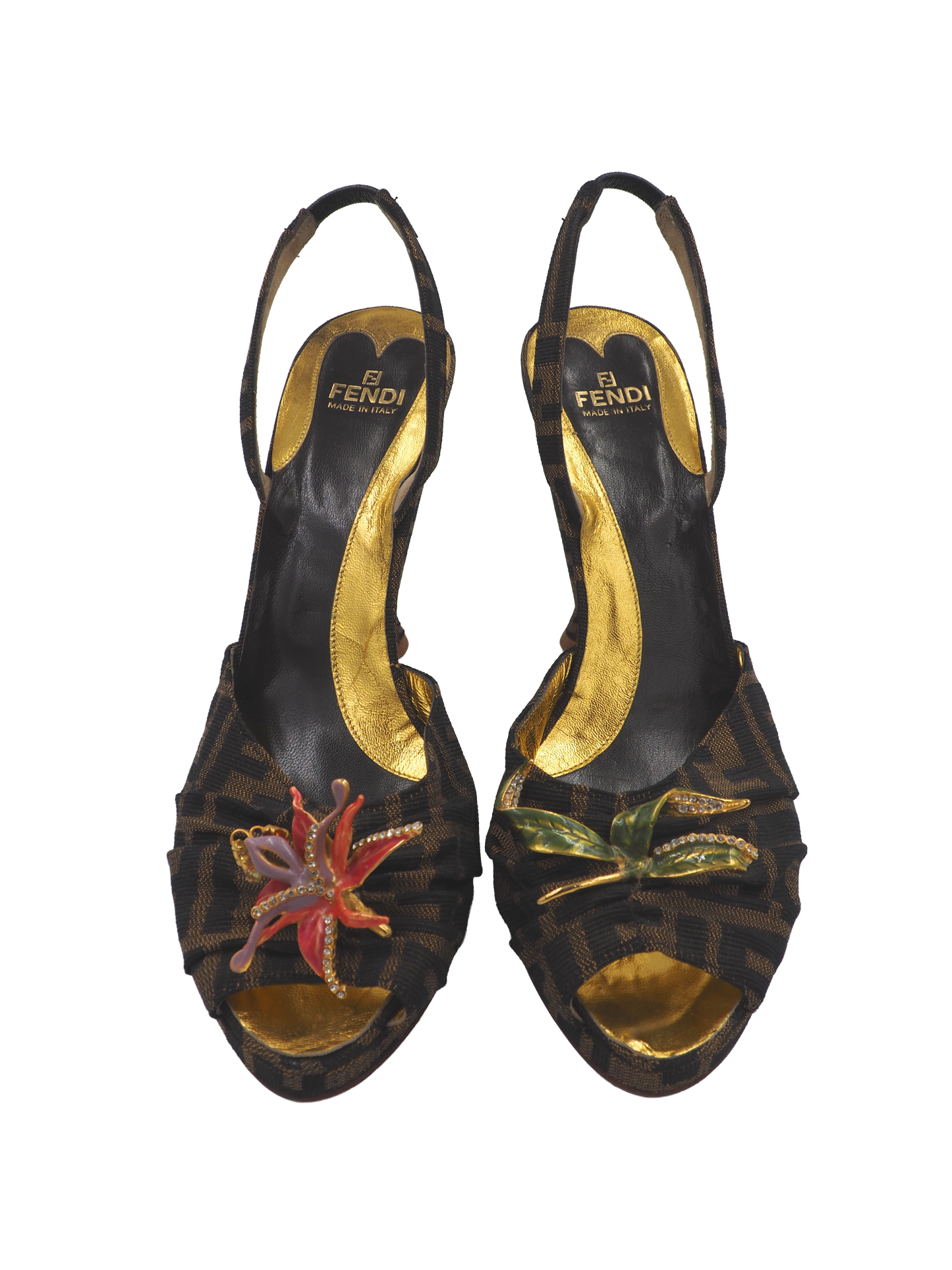 Fendi Monogram Open Toe Sling back