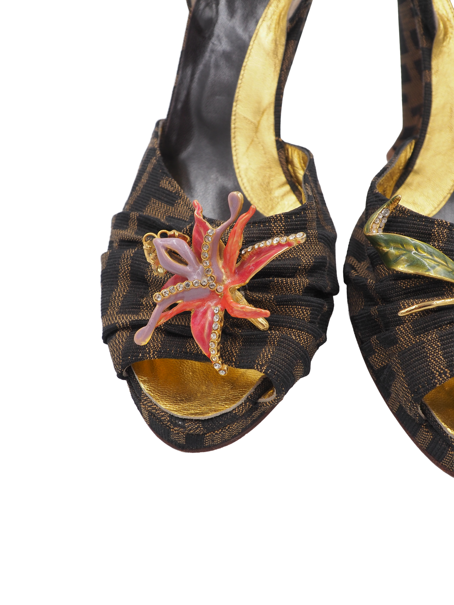Fendi Monogram Open Toe Sling back