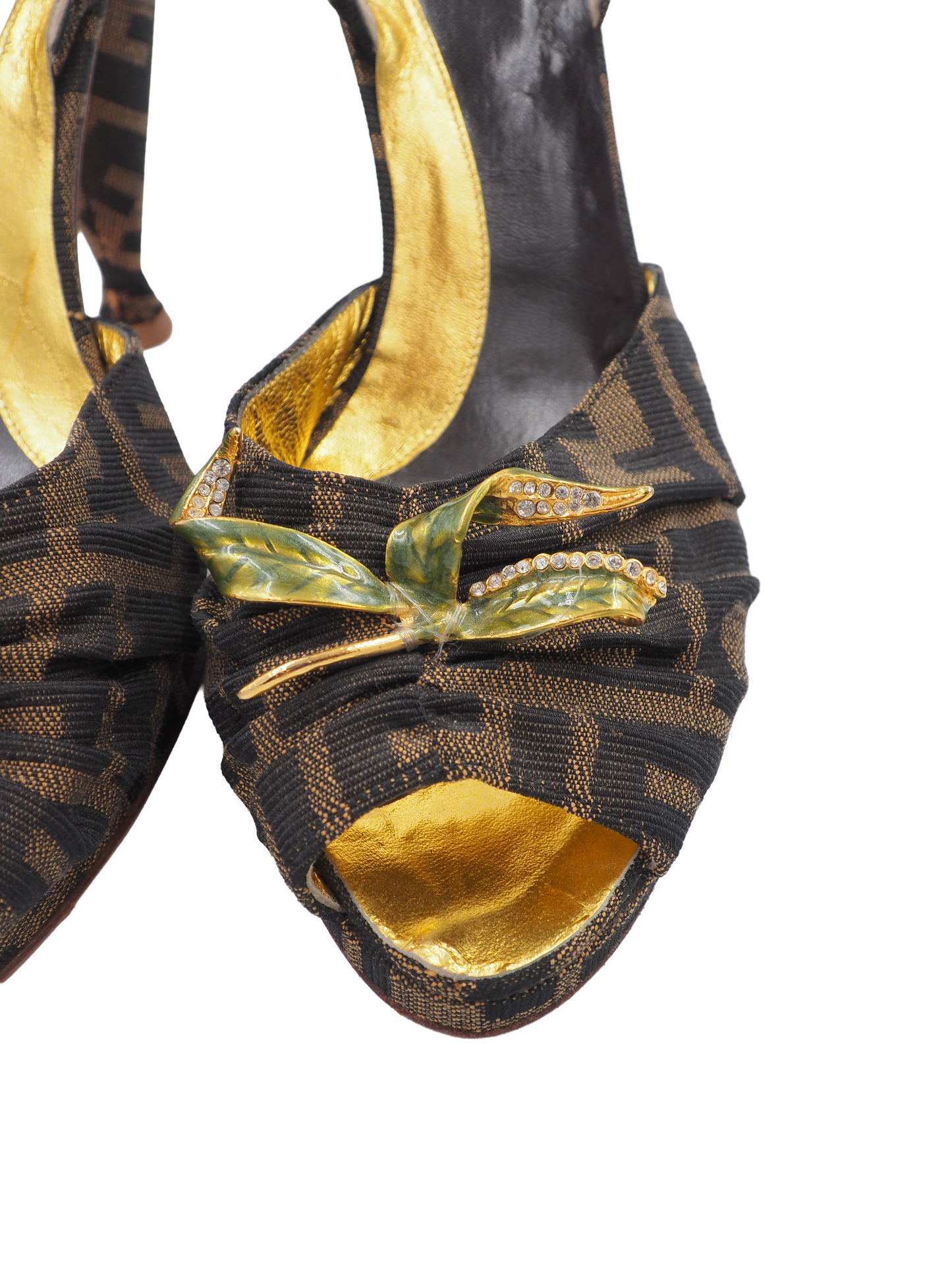 Fendi Monogram Open Toe Sling back