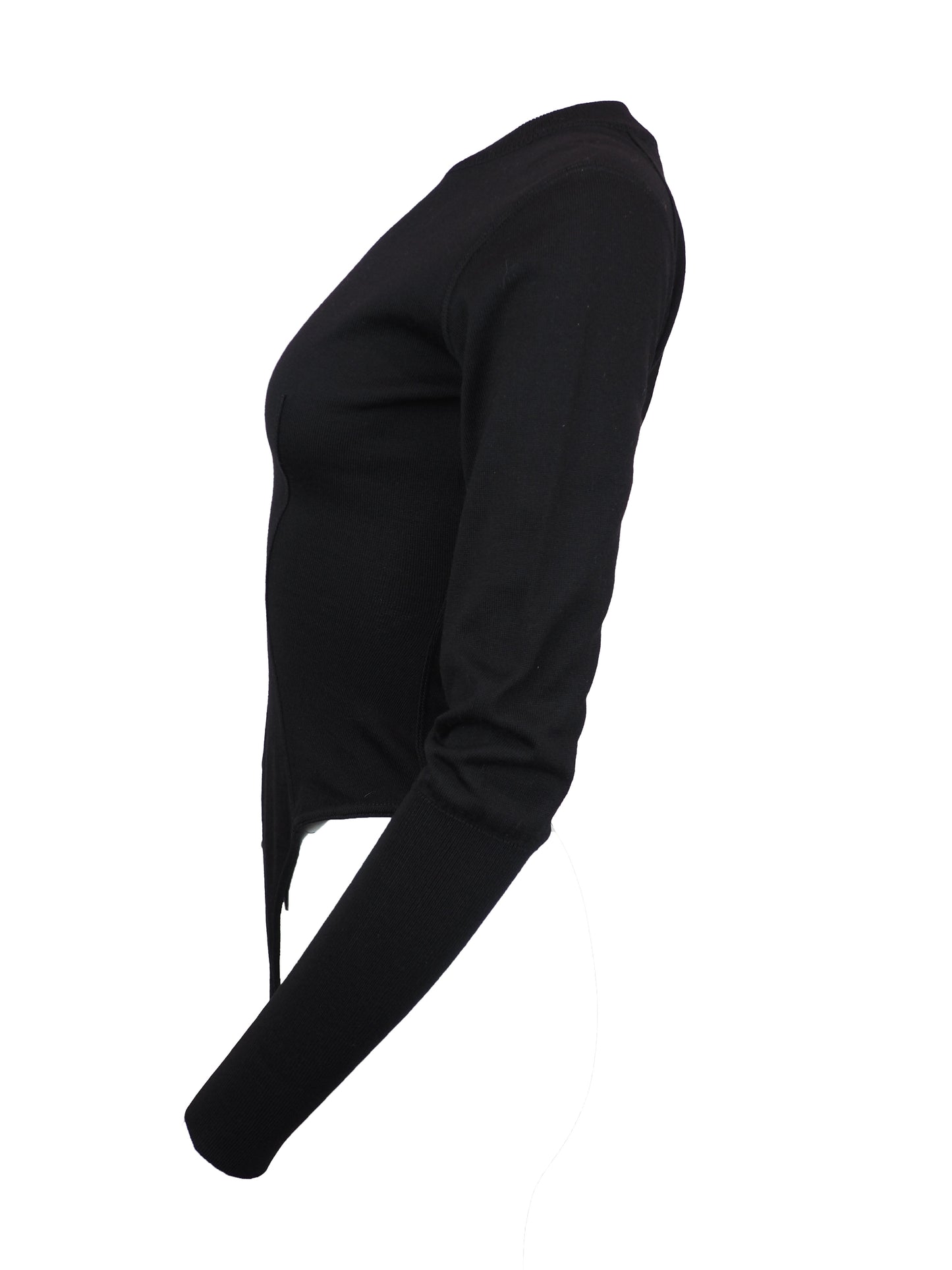 A vintage alaia black long-sleeve ribbed bodysuit with a crew neck