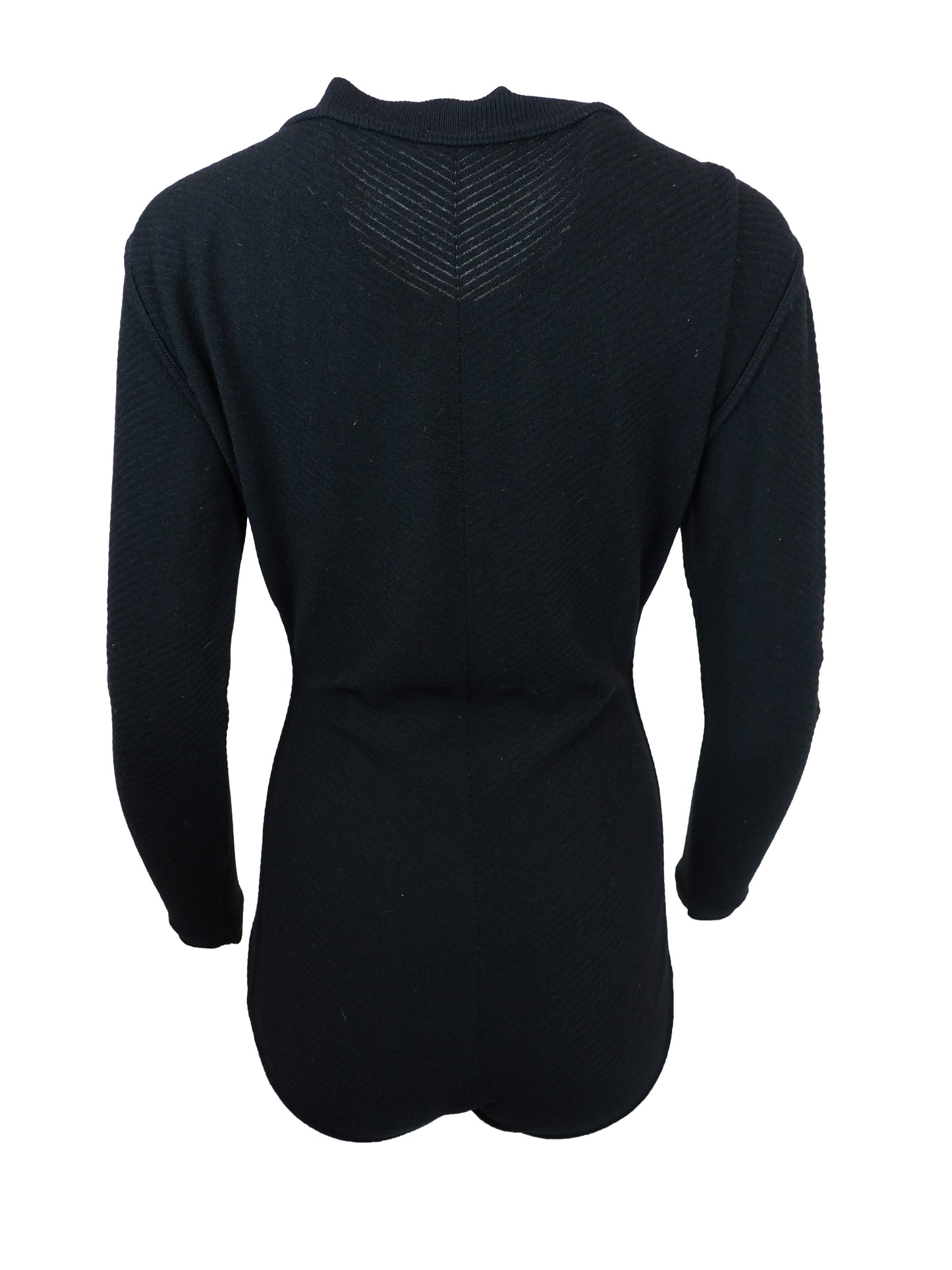 A vintage alaia black long-sleeve ribbed bodysuit with a mock neck