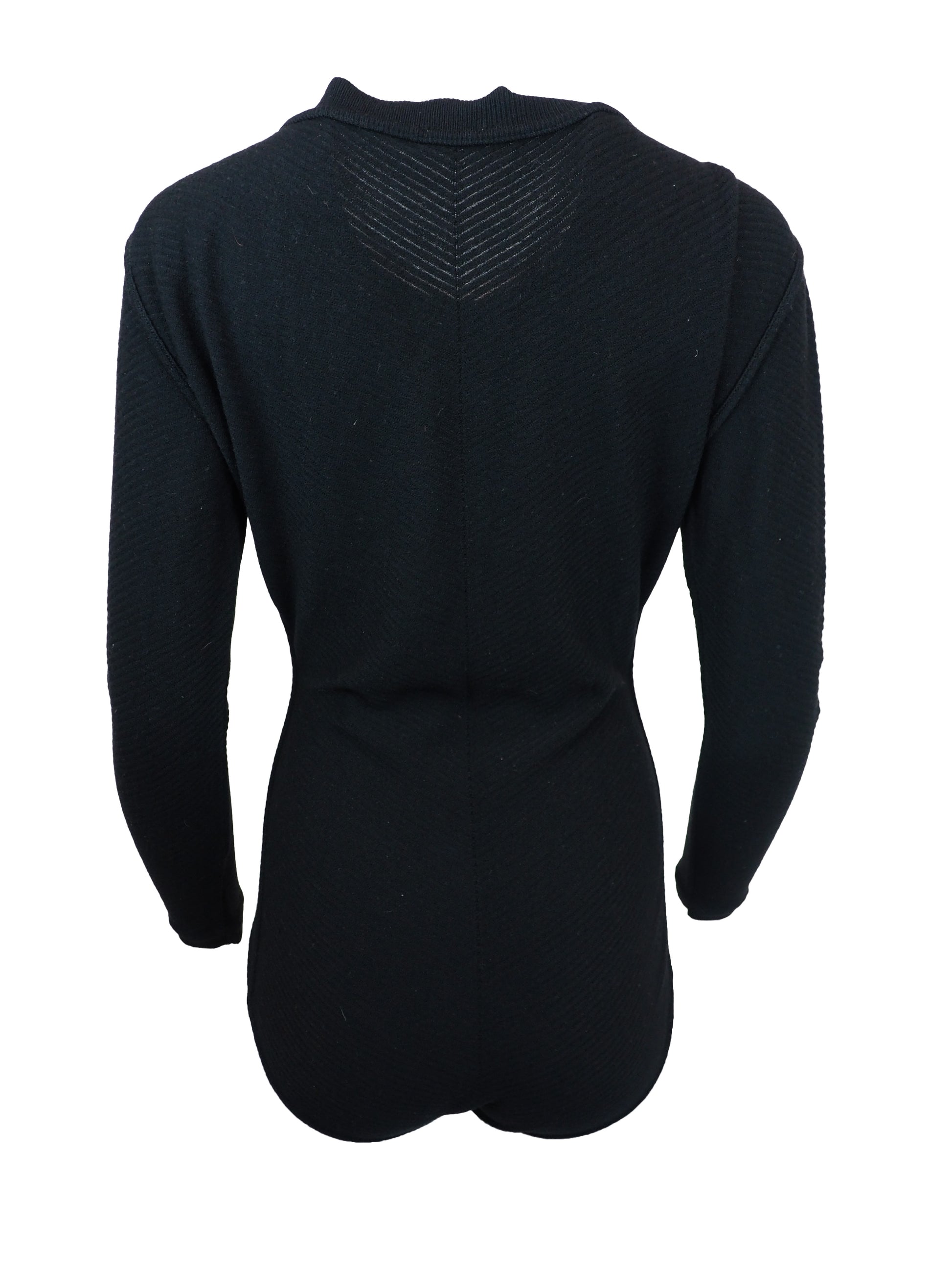 A vintage alaia black long-sleeve ribbed bodysuit with a mock neck