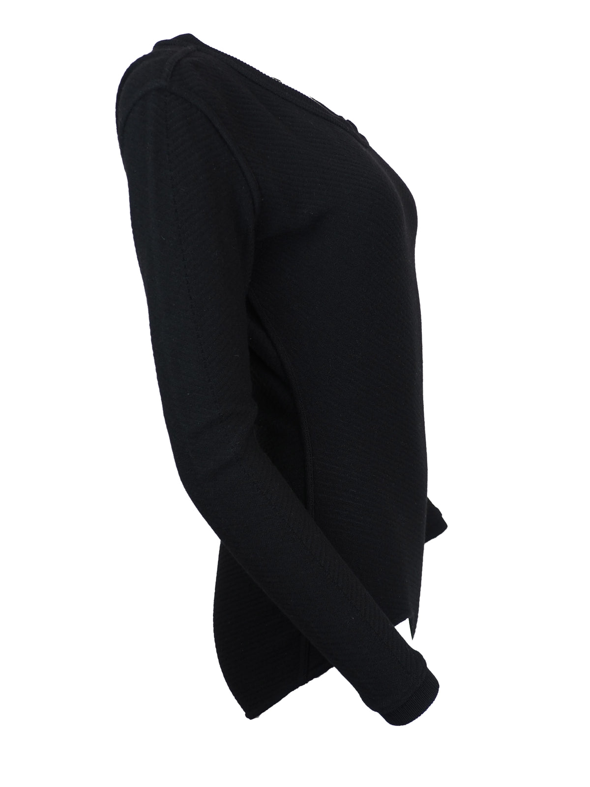 A vintage alaia black long-sleeve ribbed bodysuit with a mock neck