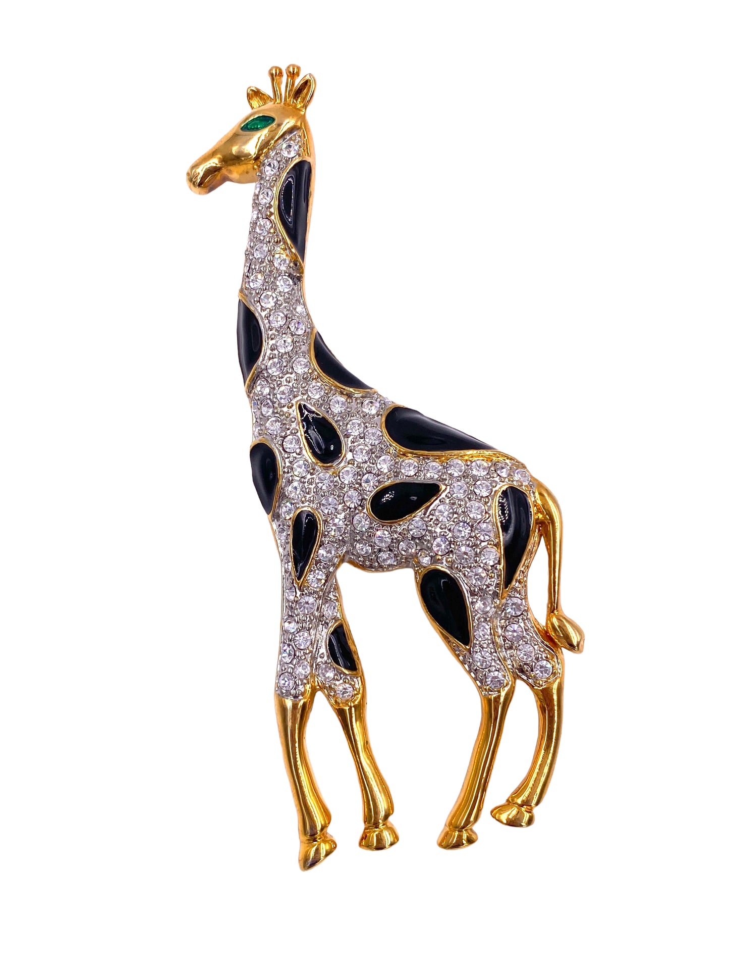 Giraffe Brooch with Black Enamel