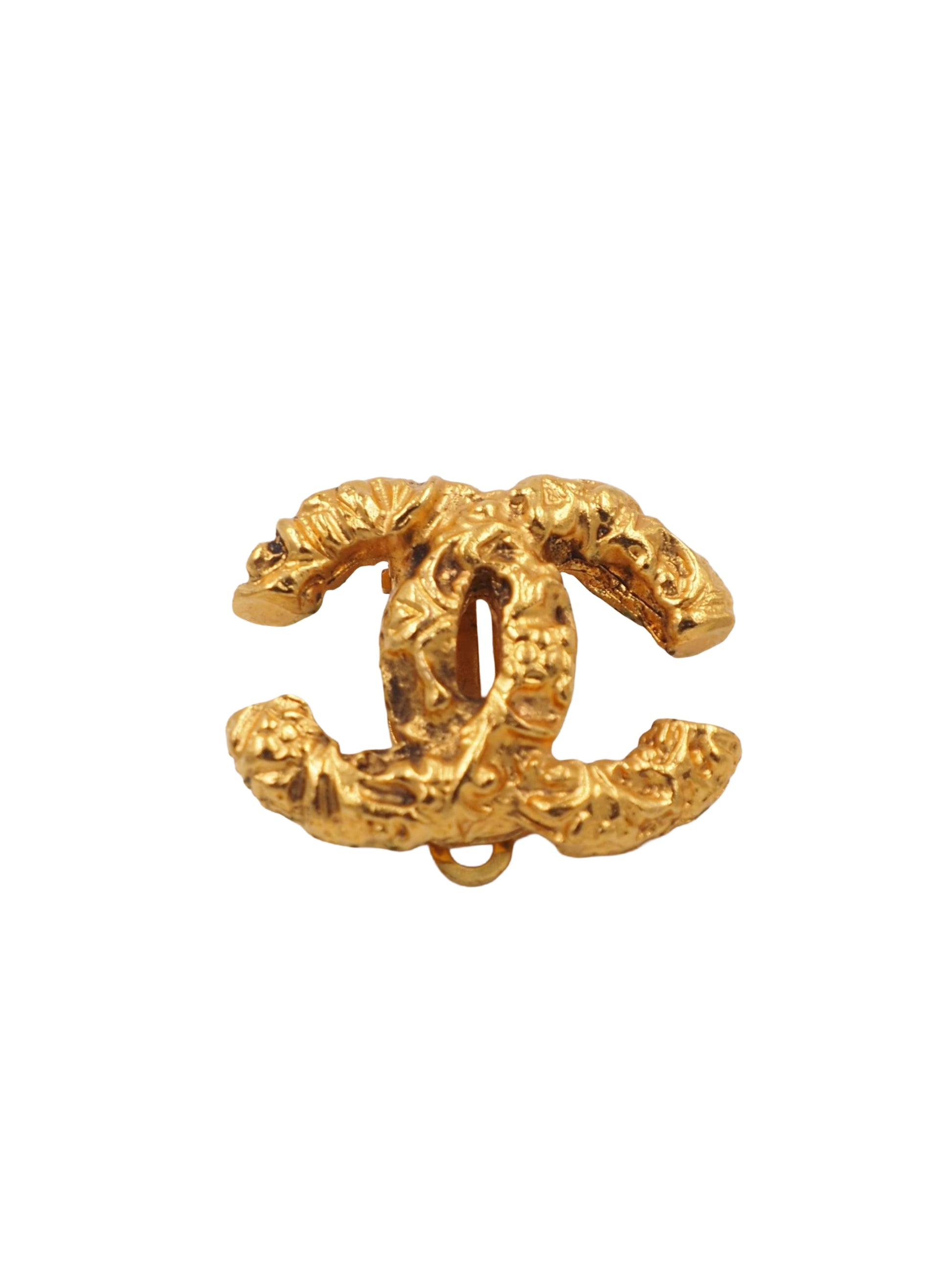 chanel gold logo earrings 