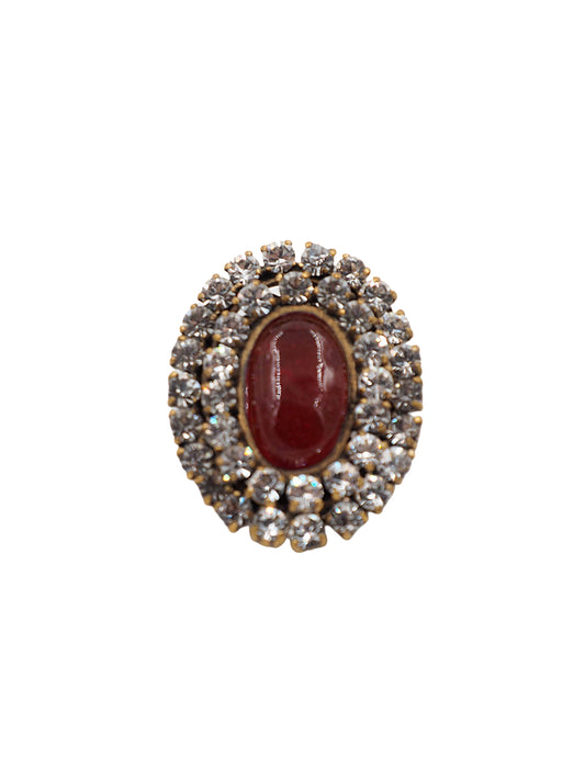 chanel red rhinestone earrings