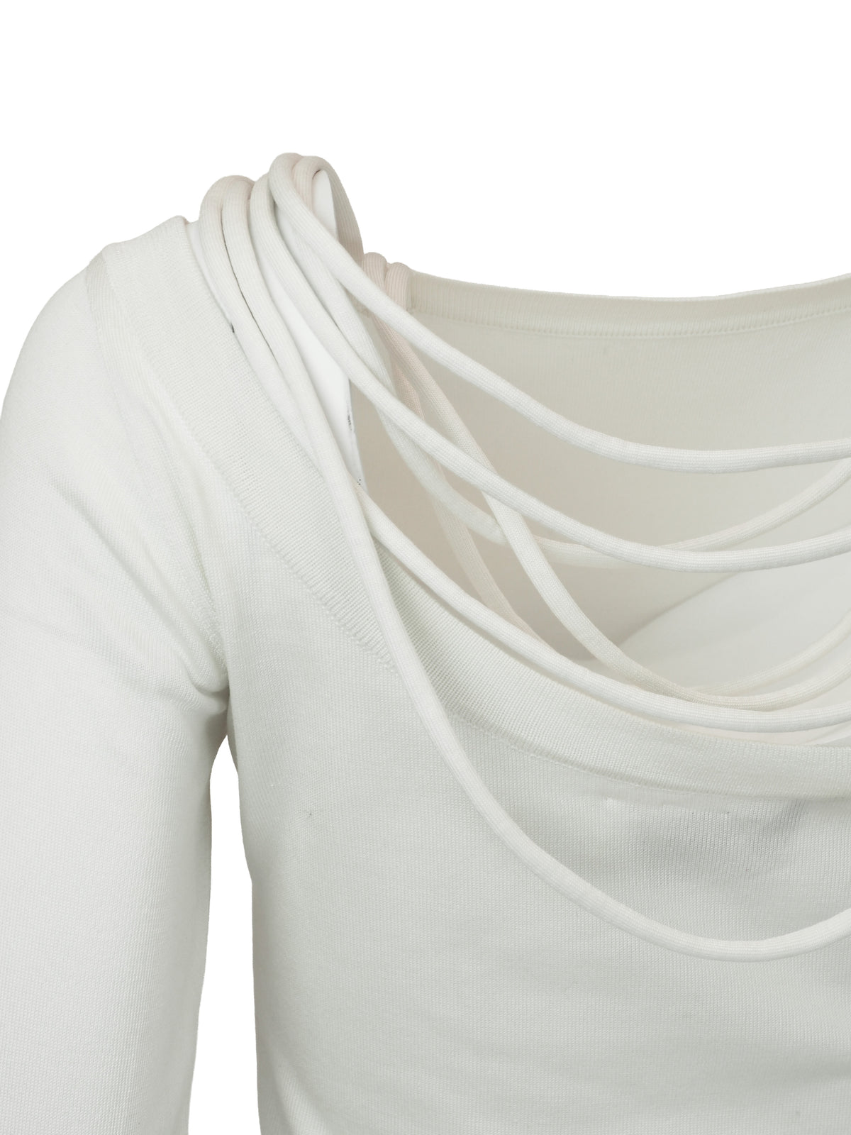 Claude Montana White Knit W Fring Neck Trim