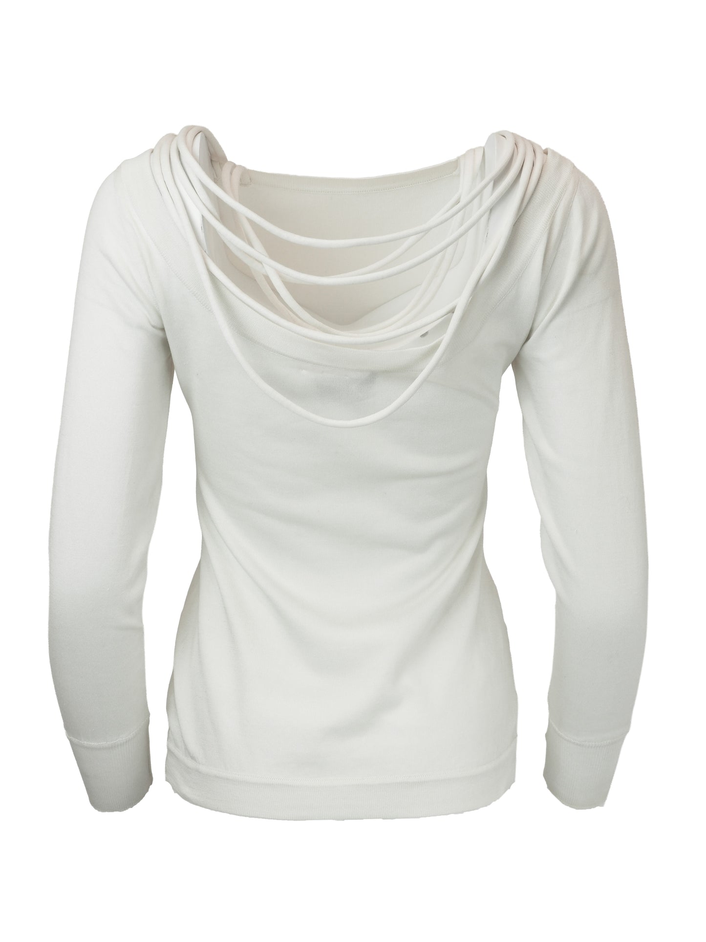 Claude Montana White Knit W Fring Neck Trim