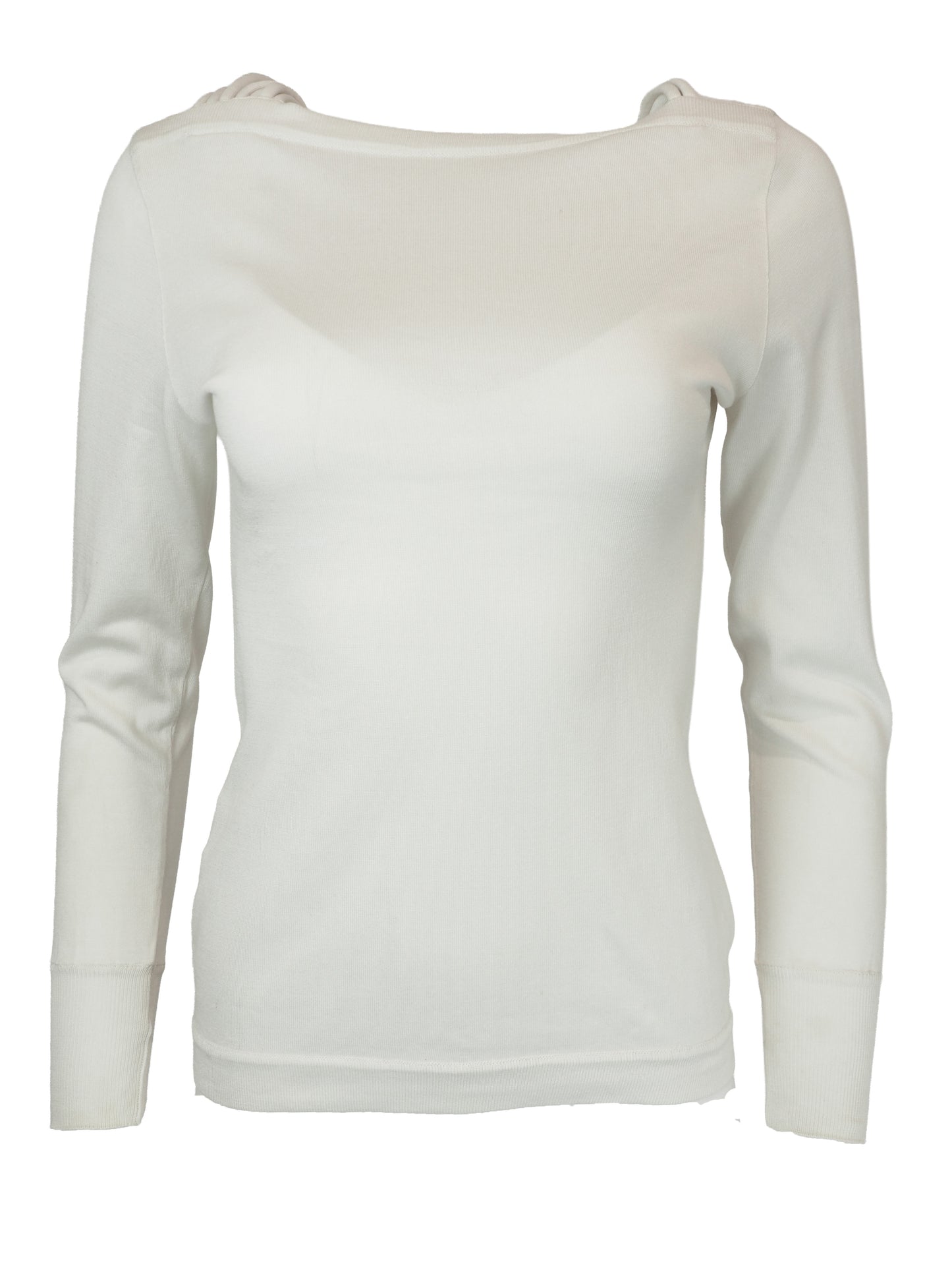 Claude Montana White Knit W Fring Neck Trim