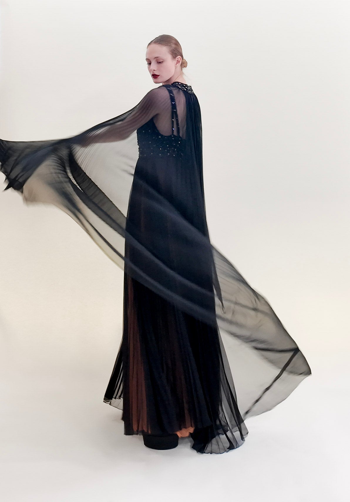 Vintage 1969 Bob Mackie /Bob Aghayan Pleated Gown With Cape