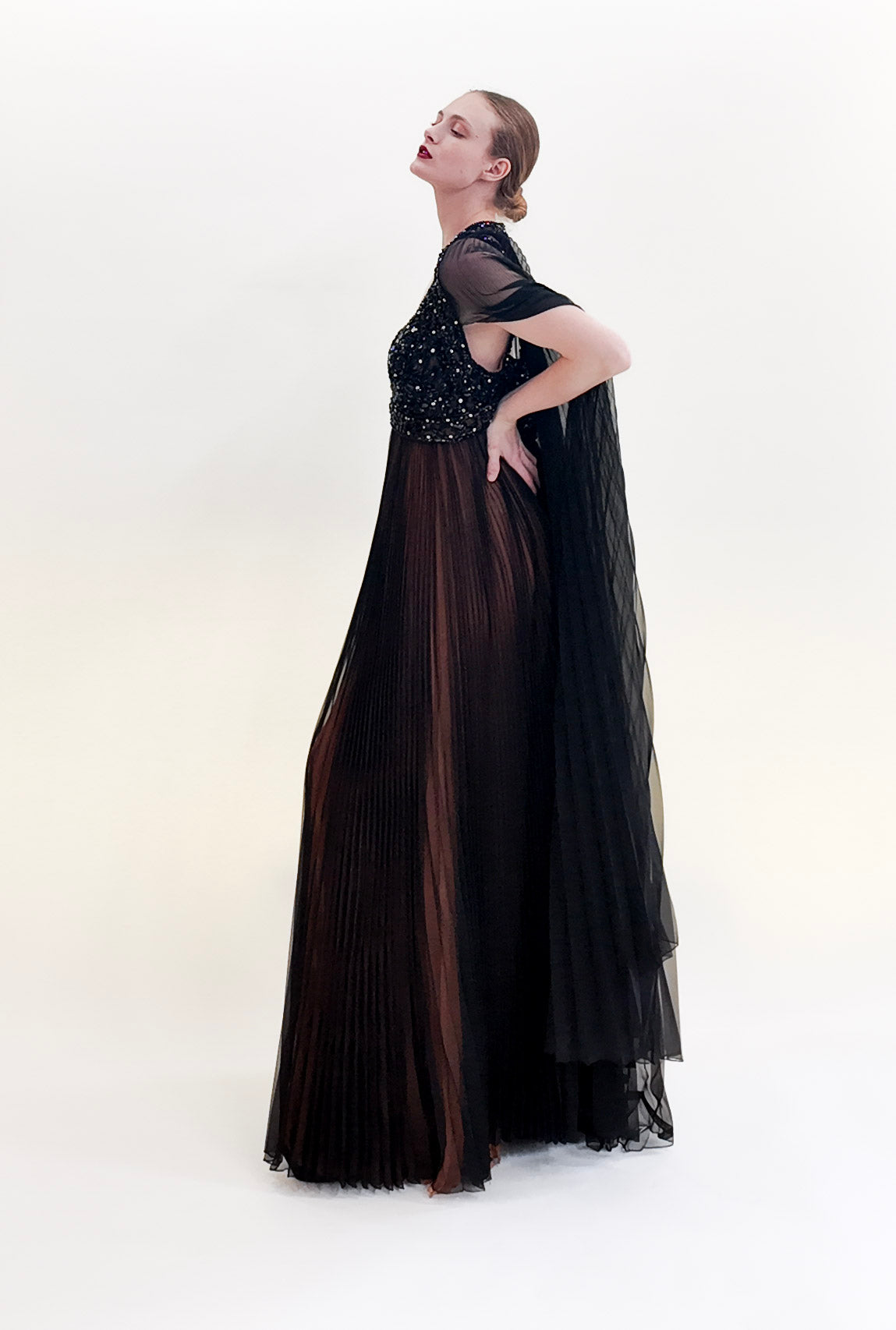 Vintage 1969 Bob Mackie /Bob Aghayan Pleated Gown With Cape