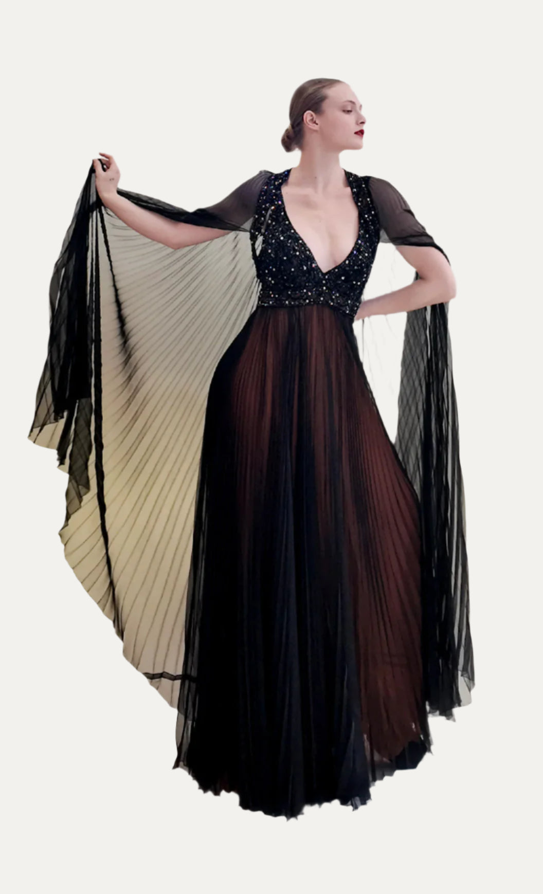 Vintage 1969 Bob Mackie /Bob Aghayan Pleated Gown With Cape