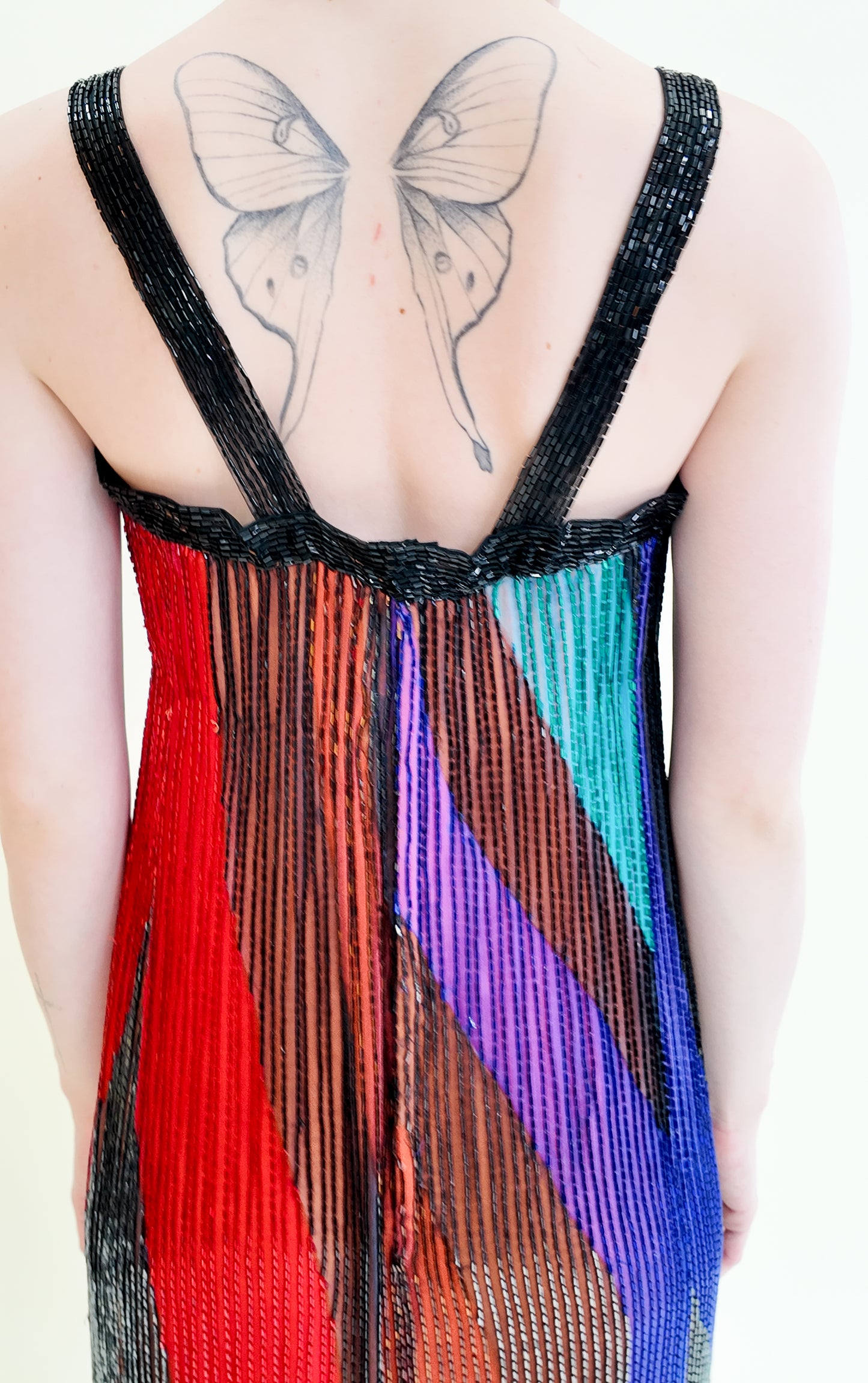 Custom Beaded Rainbow Striped Gown