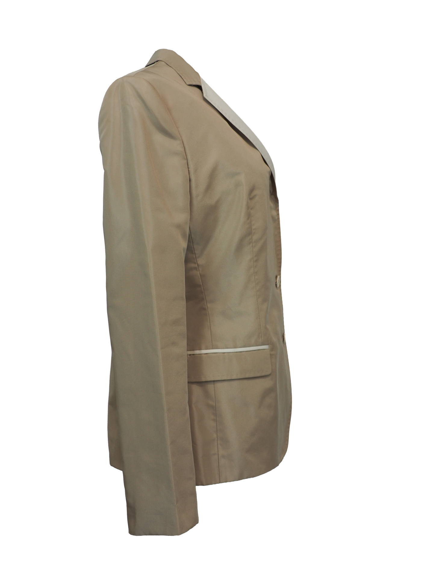 Dolce and Gabbana beige nylon satin blazer with contrast stitching. vintage jacket, outerwear