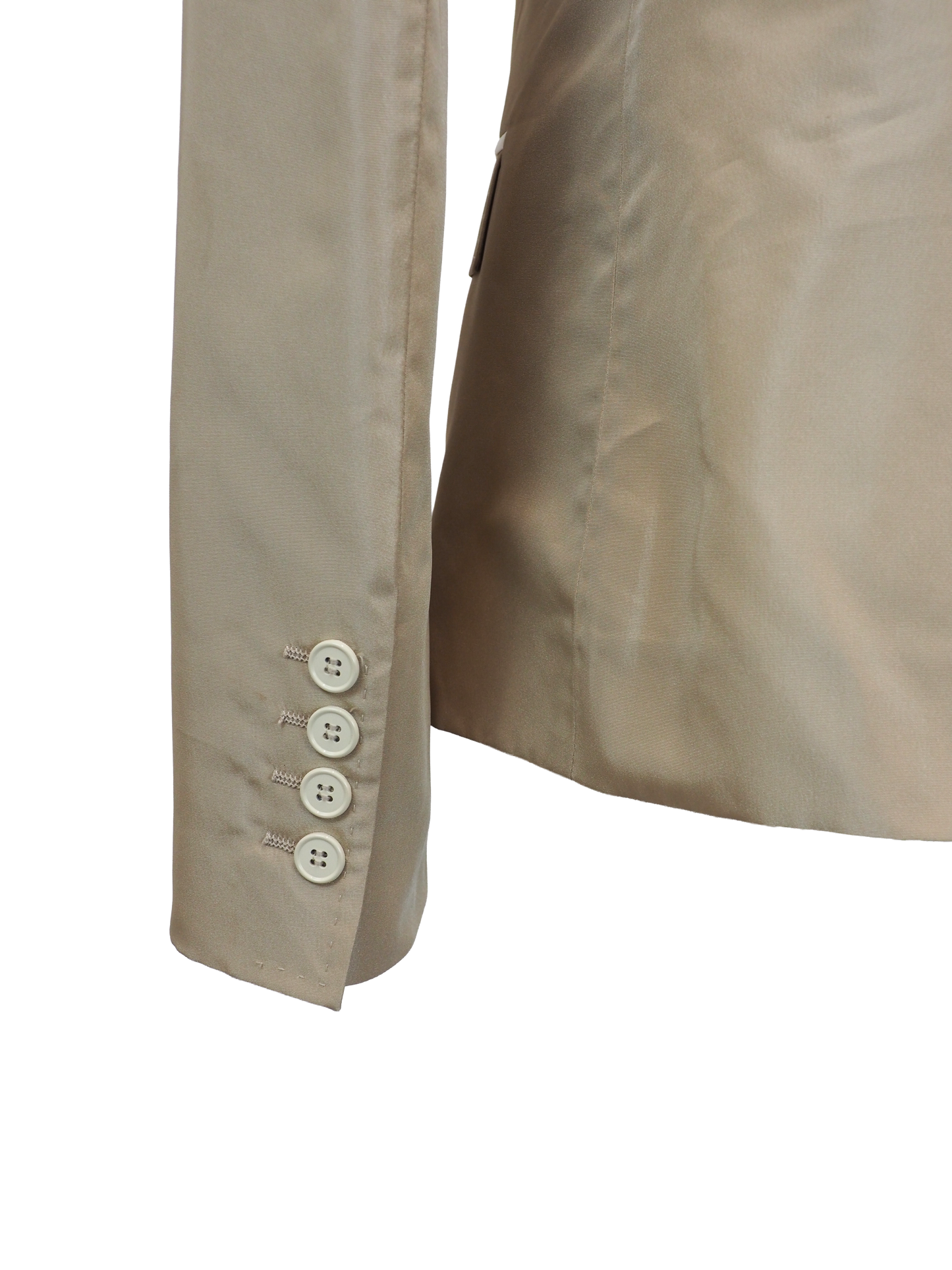 Dolce and Gabbana beige nylon satin blazer with contrast stitching. vintage jacket, outerwear