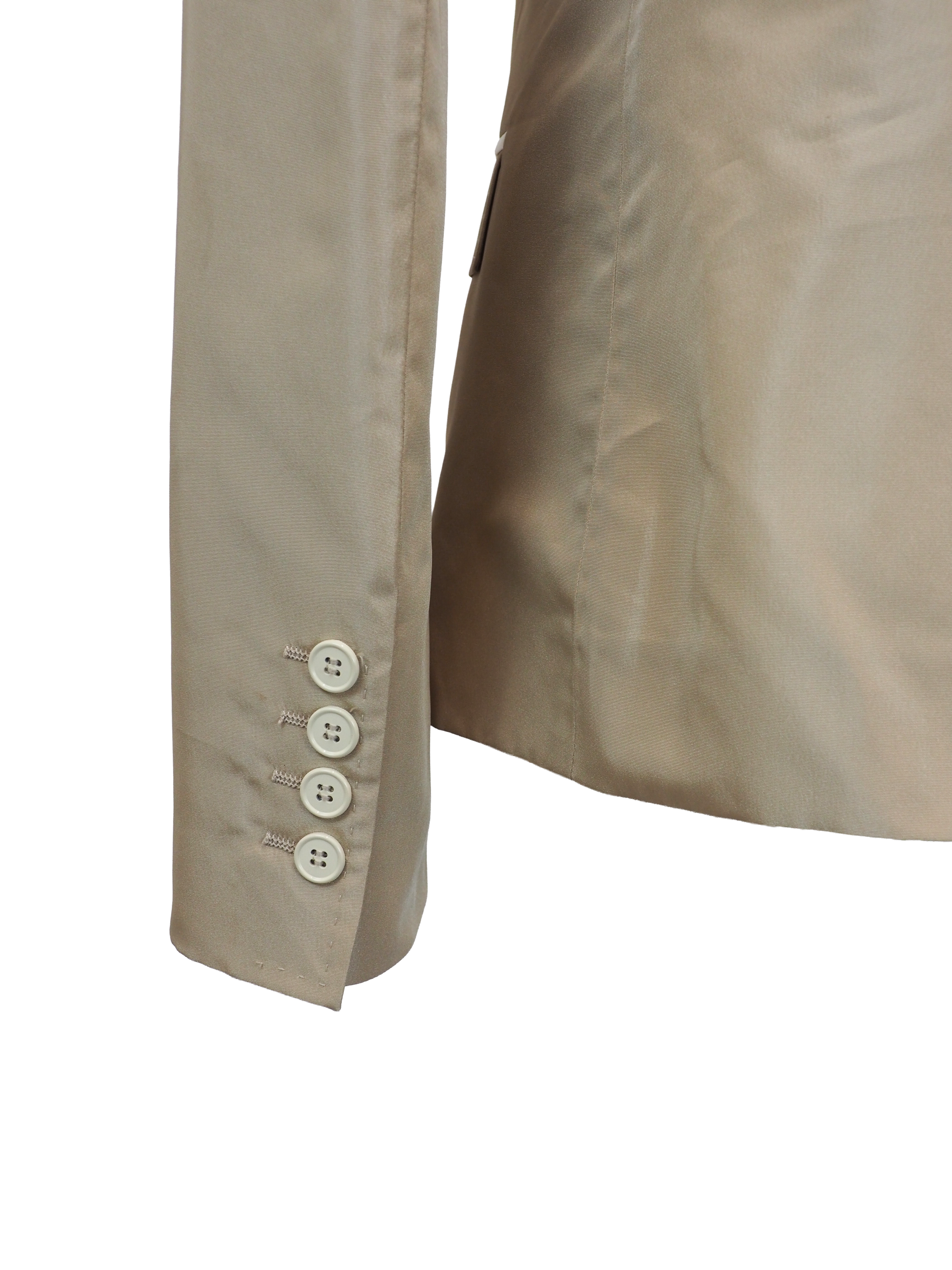 Dolce and Gabbana beige nylon satin blazer with contrast stitching. vintage jacket, outerwear