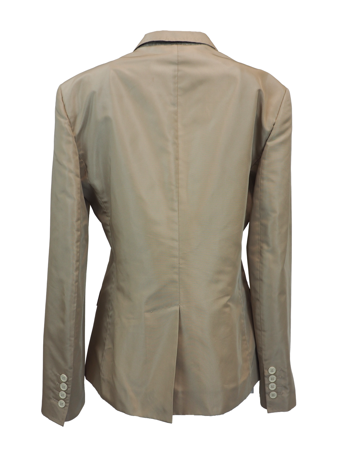 Dolce and Gabbana beige nylon satin blazer with contrast stitching. vintage jacket, outerwear