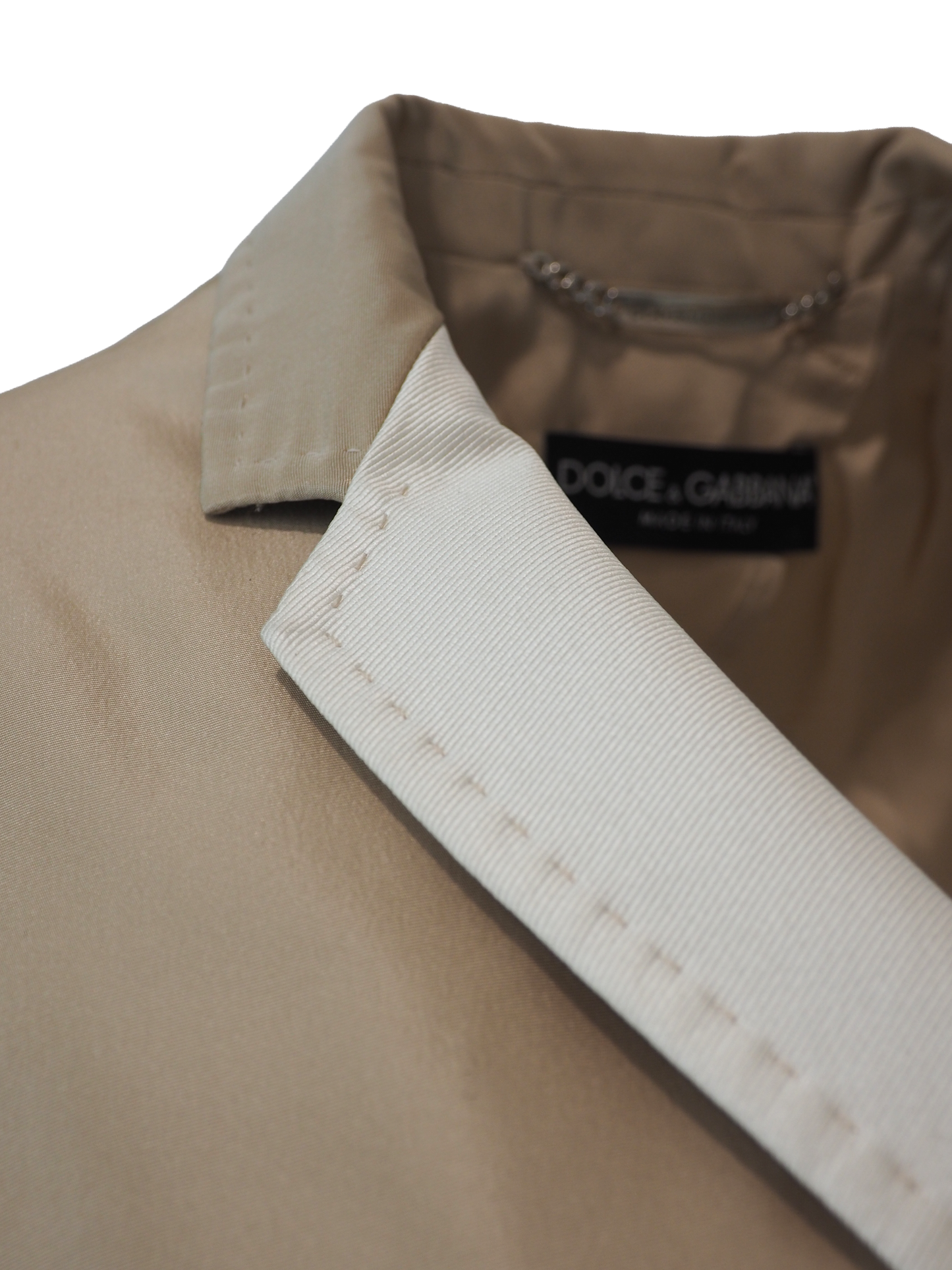 Dolce and Gabbana beige nylon satin blazer with contrast stitching. vintage jacket, outerwear