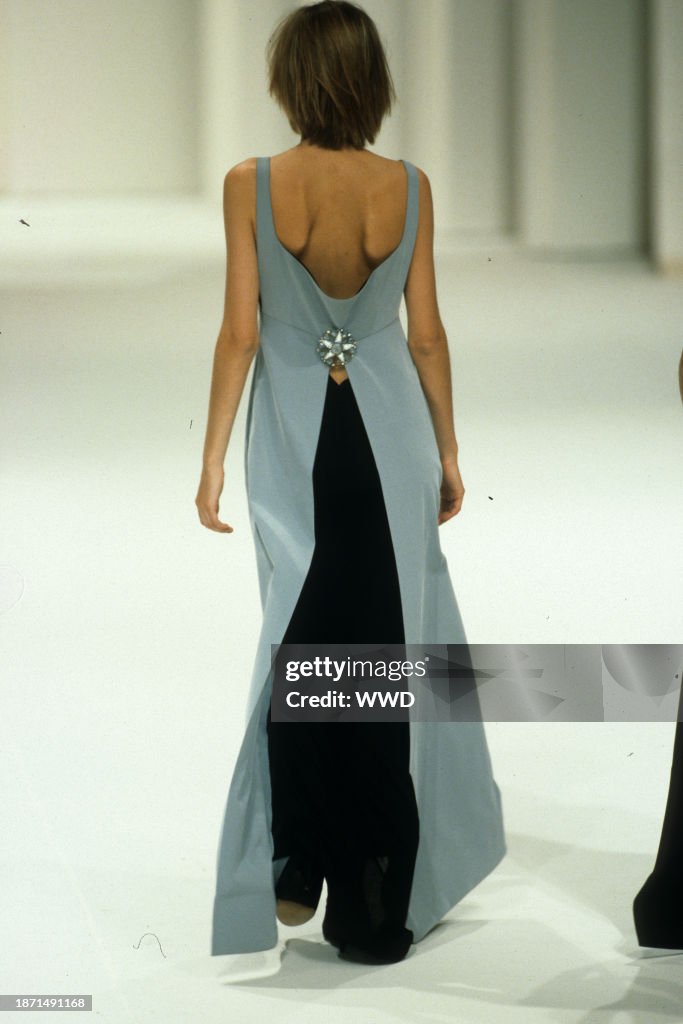 Chanel Spring 1998 gray gown with black train