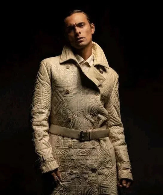 Gianni Versace Mens White Quilted Leather Belted Coat - The Kit Vintage