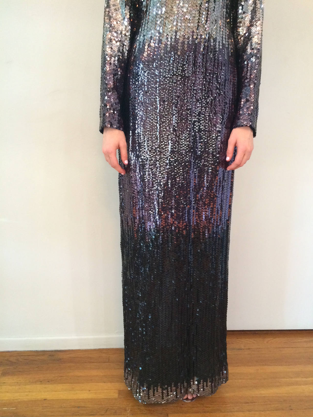 Vintage 1970s  Ruben Panis Ombre Sequined Gown